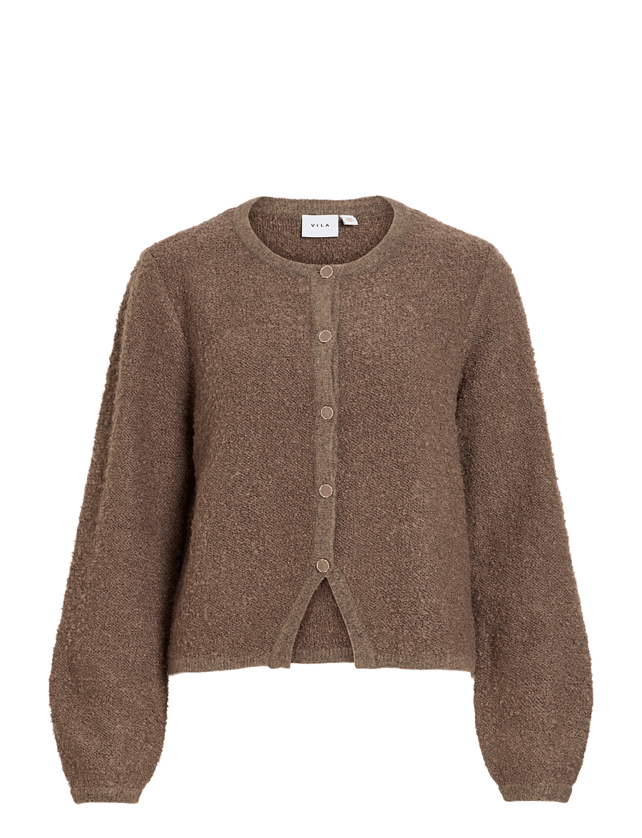 Vila - VIPIGGA O-NECK L/S KNIT JACKET NOOS - koftor - falcon - 1