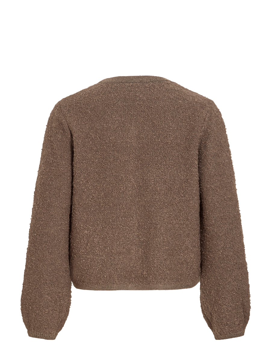 Vila - VIPIGGA O-NECK L/S KNIT JACKET NOOS - koftor - falcon - 2