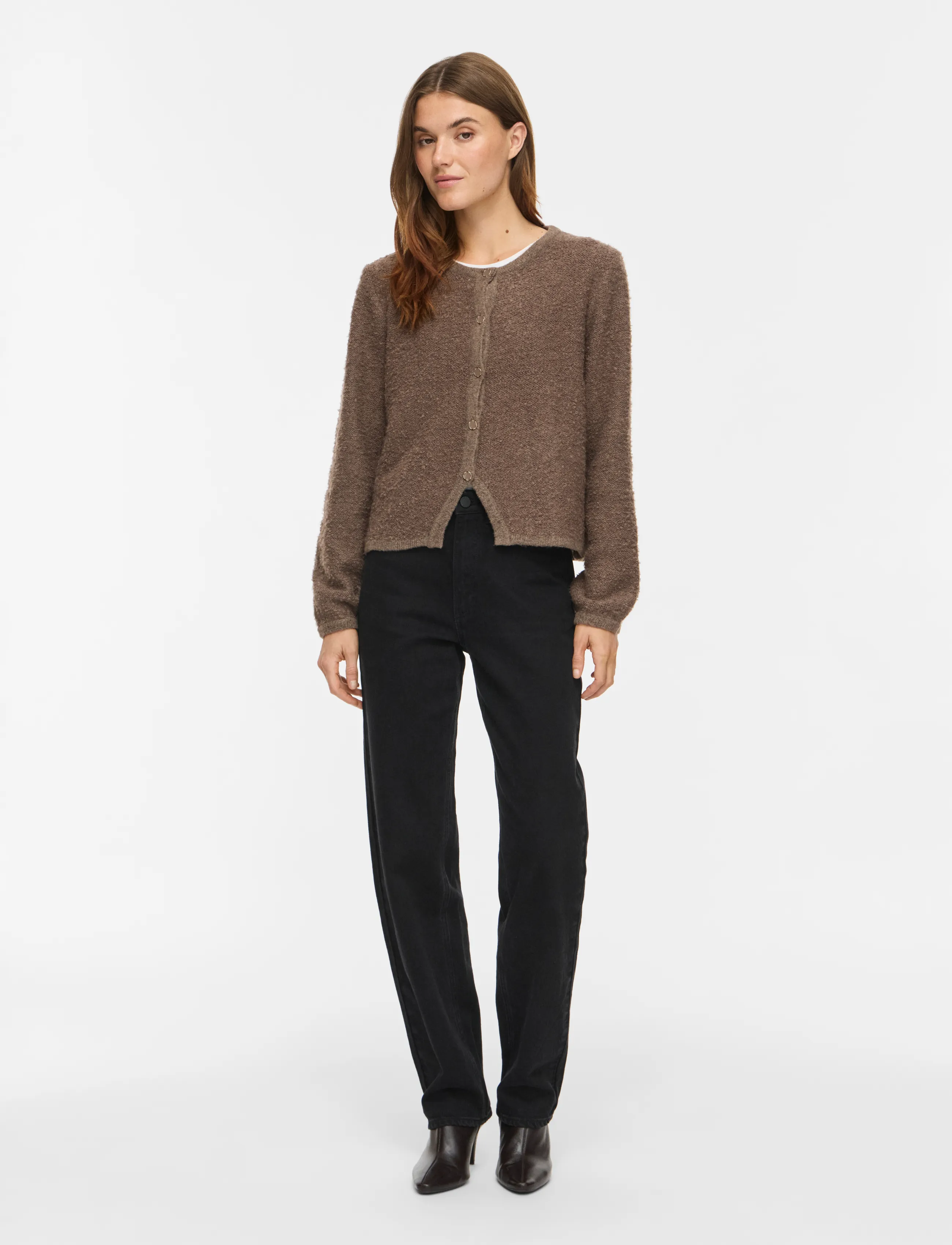 Vila - VIPIGGA O-NECK L/S KNIT JACKET NOOS - falcon - 4