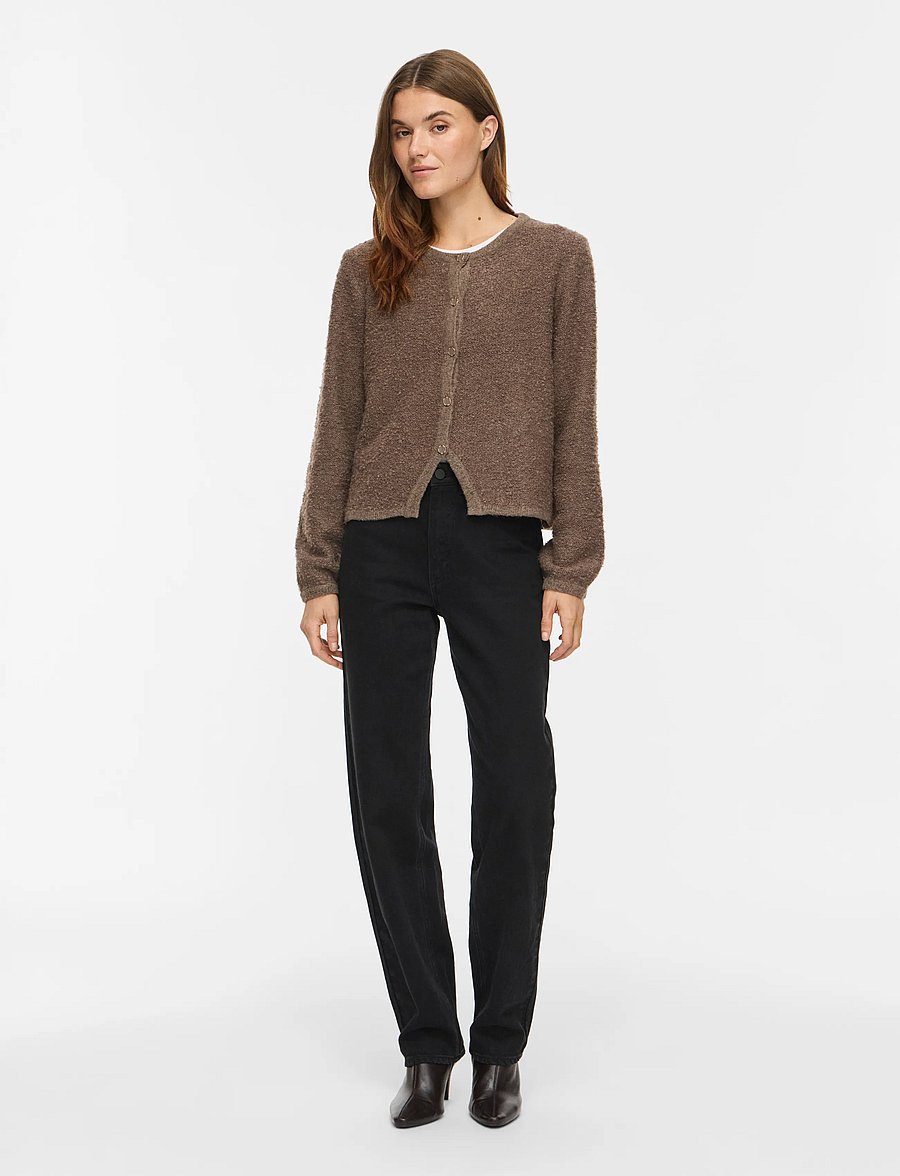Vila - VIPIGGA O-NECK L/S KNIT JACKET NOOS - koftor - falcon - 4
