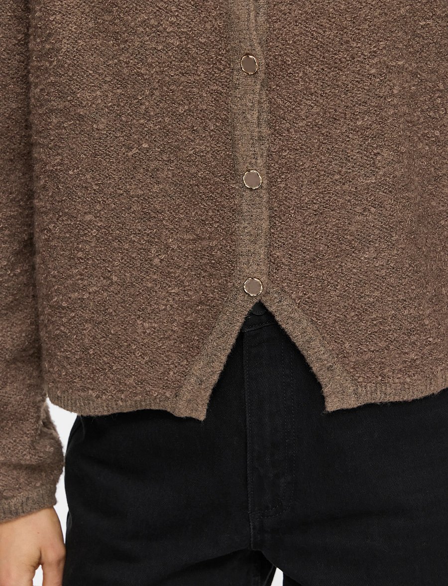 Vila - VIPIGGA O-NECK L/S KNIT JACKET NOOS - koftor - falcon - 5