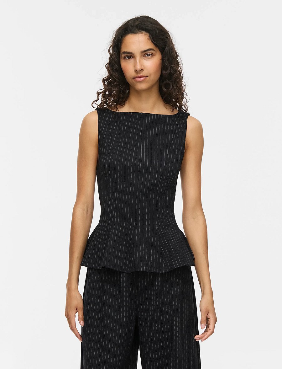 Vila - VIMASTRIBA BOAT NECK S/L TOP/BFS - black beauty - 0