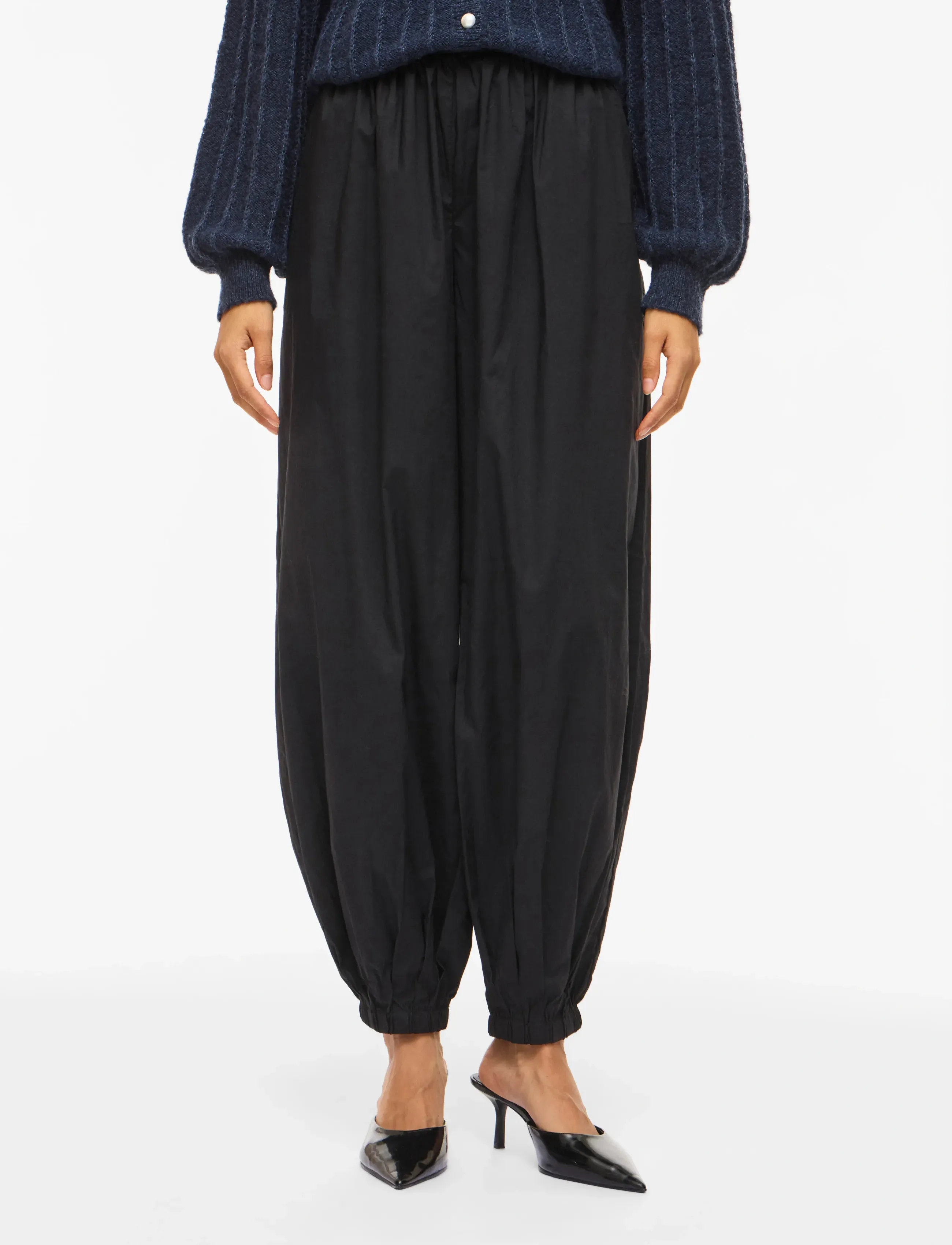Vila Viemilie Hw Parachute Pants, 36, Trousers, Schwarz - Wide Leg, Frauen