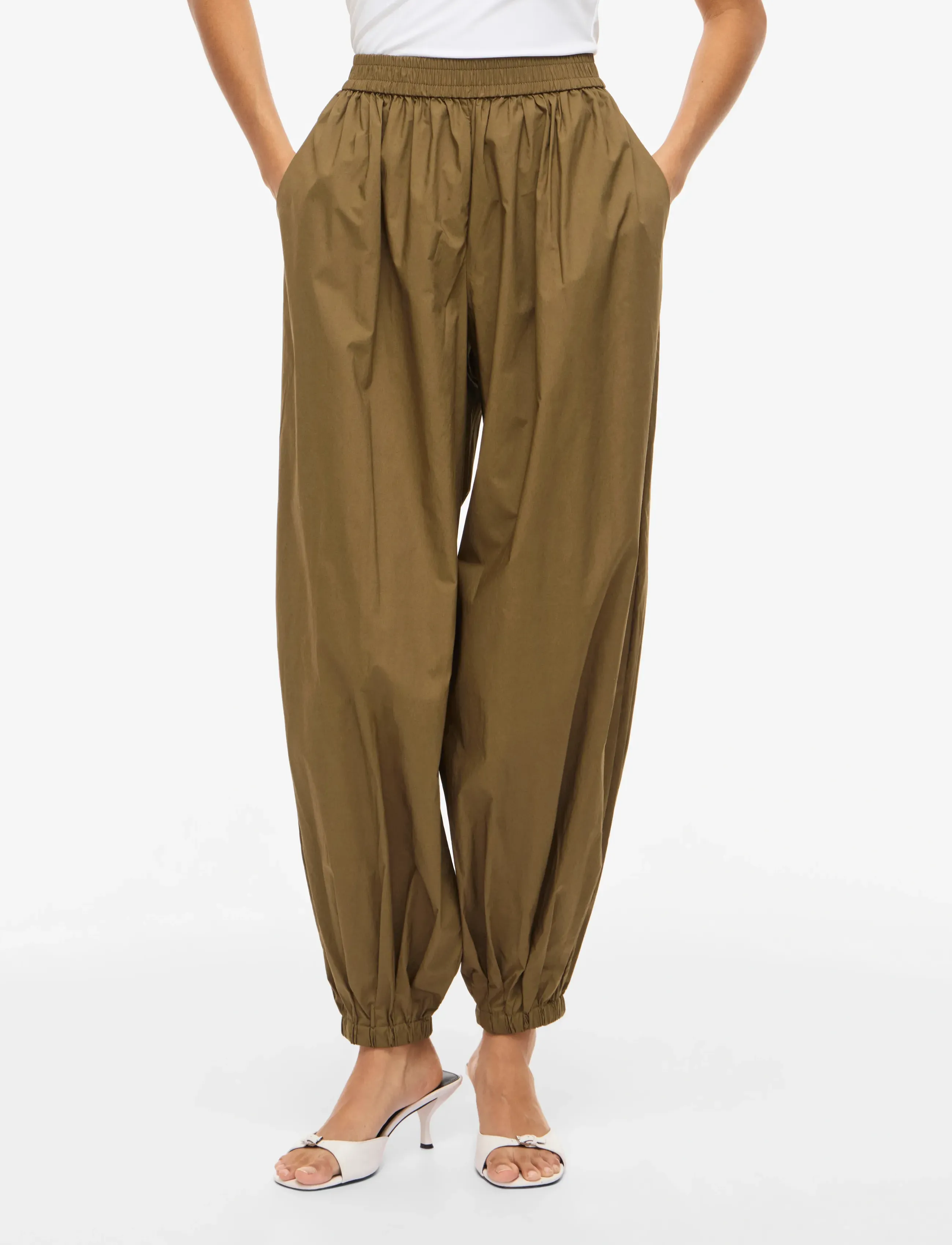 Vila Viemilie Hw Parachute Pants, 34, Trousers, Khakigrün - Wide Leg, Frauen
