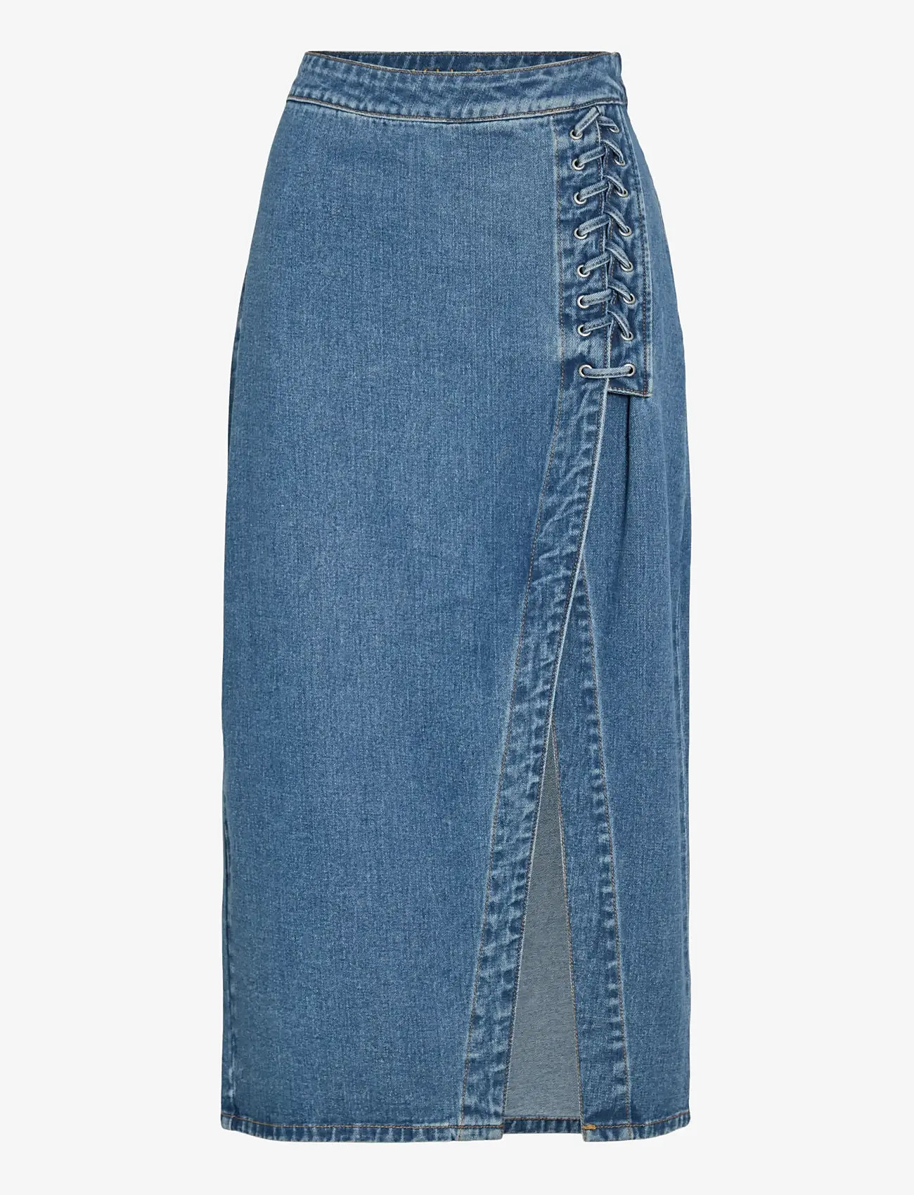 Vila - VIGARCIA HW LACING DETAIL SKIRT - jeanskjolar - medium blue denim - 1
