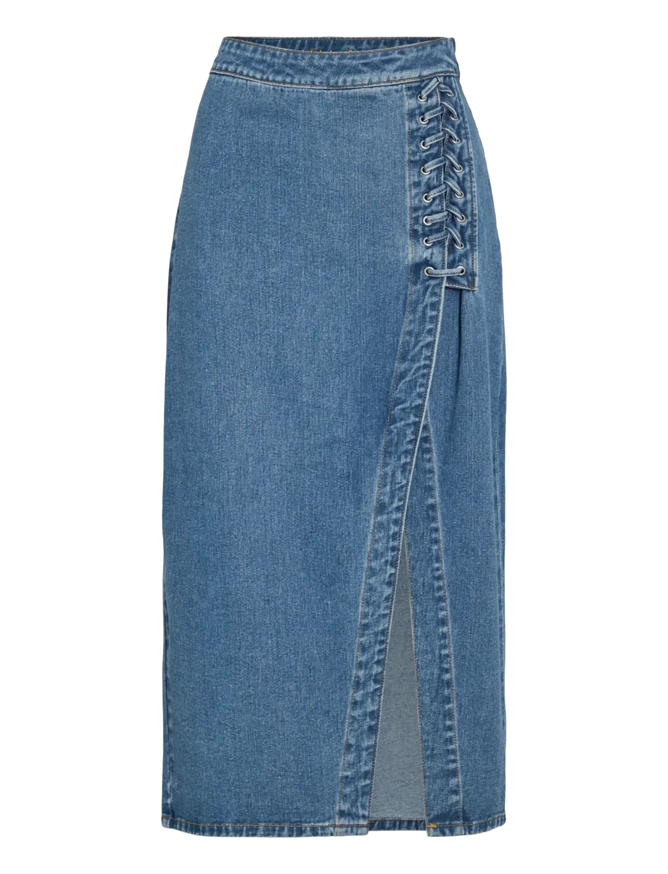 Vila VIGARCIA HW LACING DETAIL SKIRT - Tøj - MEDIUM BLUE DENIM / blue