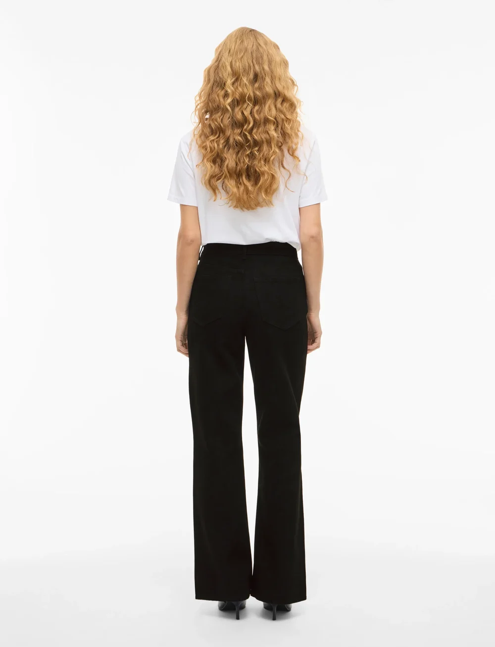 Vila - VIGELA HW TIE DETAIL JEANS - alt laienevad teksad - black denim - 3