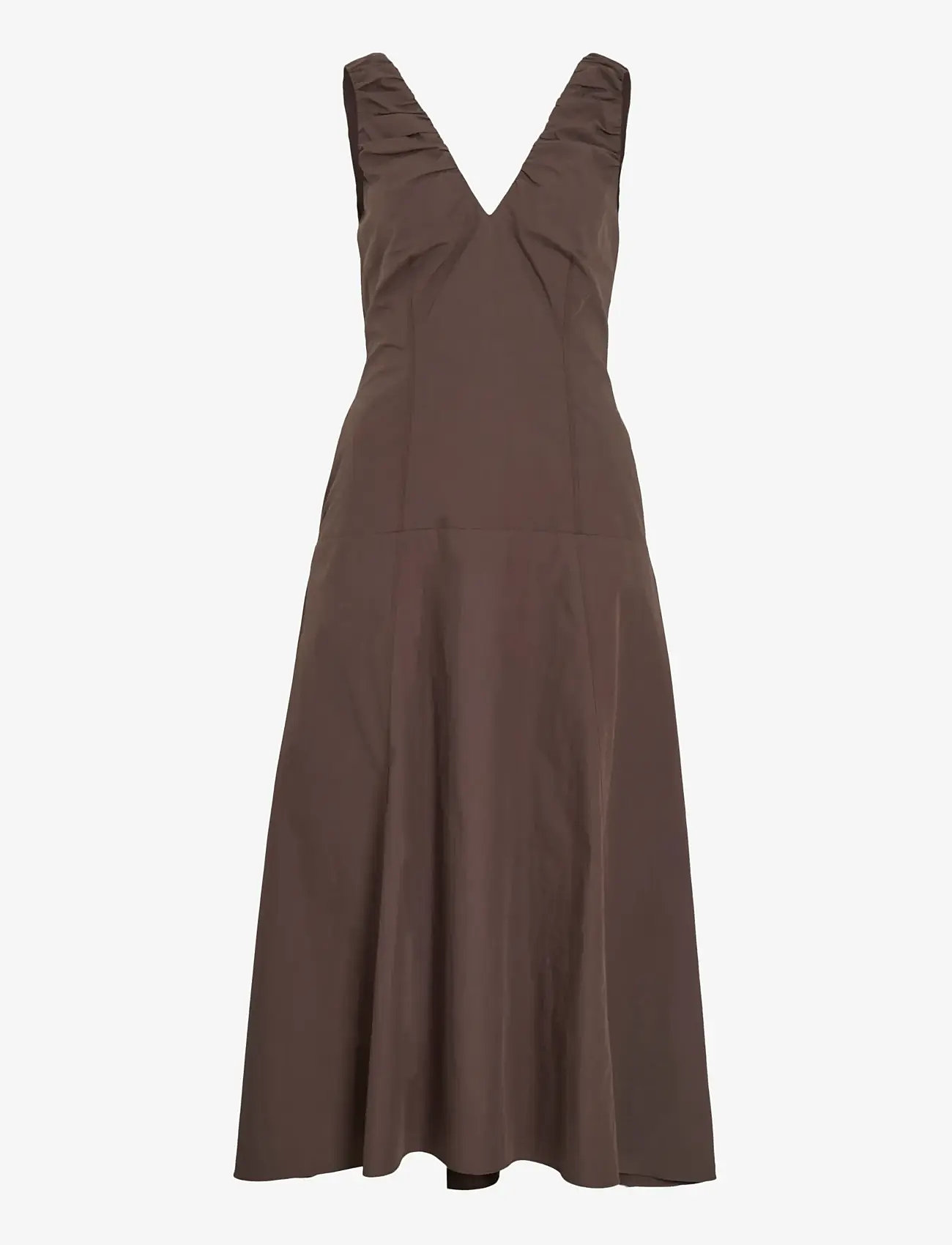 Vila - VIEMBLA S/L V-NECK MAXI DRESS RO - maksikleidid - bracken - 0