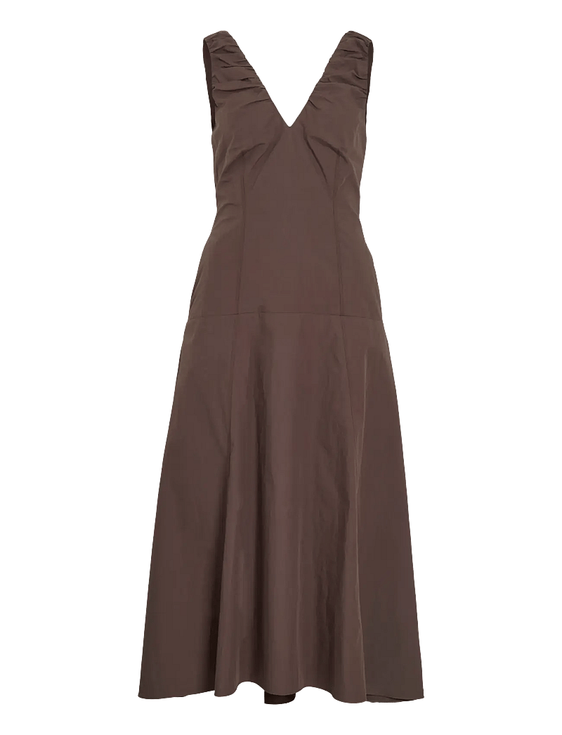 Vila - VIEMBLA S/L V-NECK MAXI DRESS RO - maxikleider - bracken - 0
