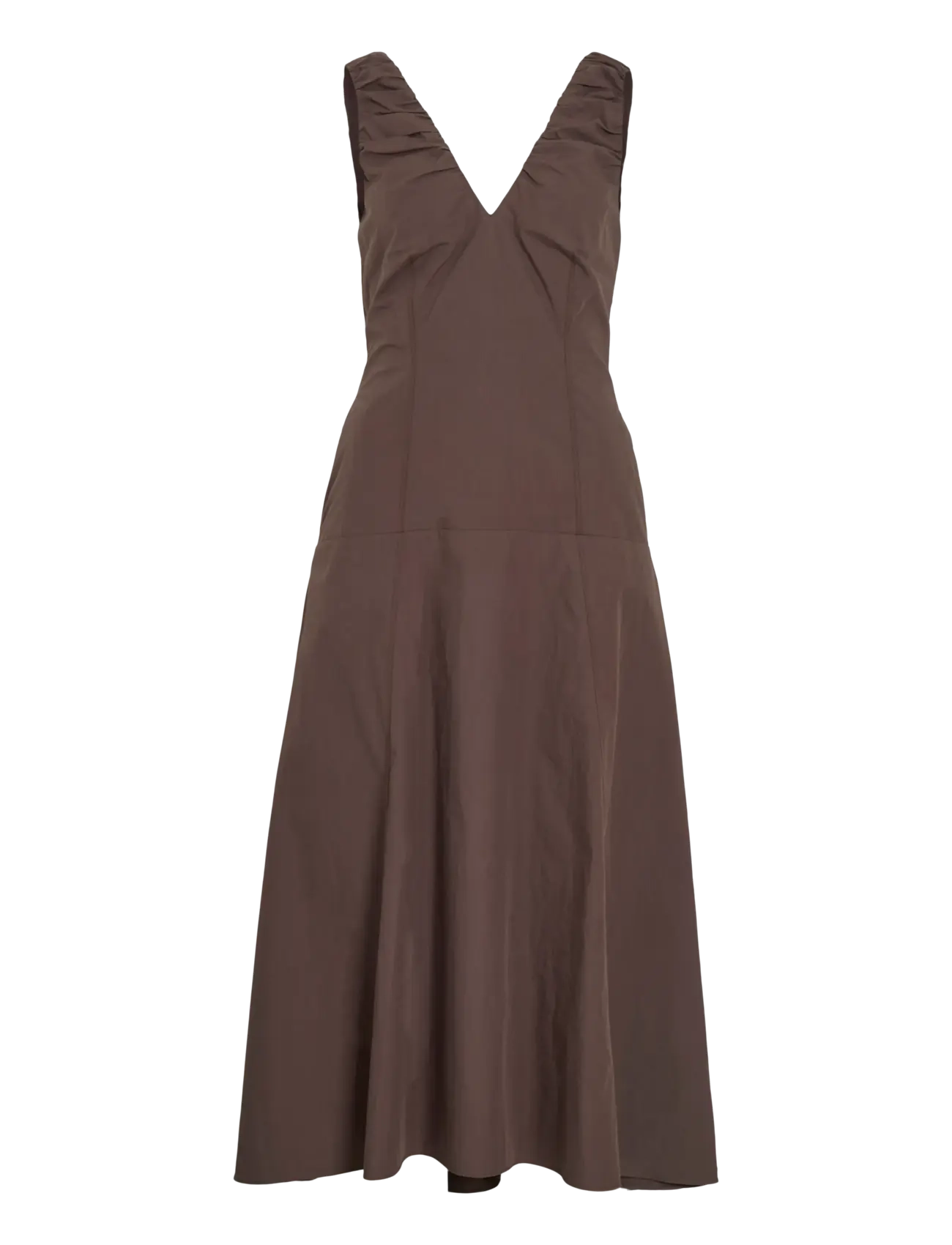 Vila VIEMBLA S/L V-NECK MAXI DRESS RO - Klänningar - BRACKEN / brown