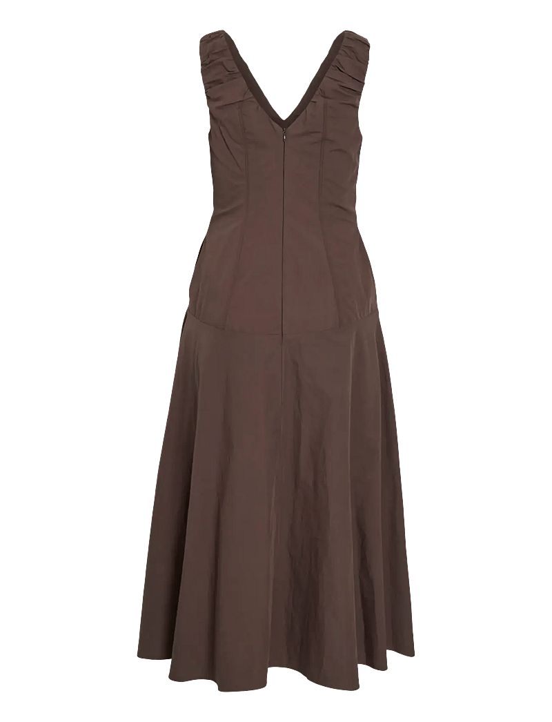 Vila - VIEMBLA S/L V-NECK MAXI DRESS RO - maxikleider - bracken - 1