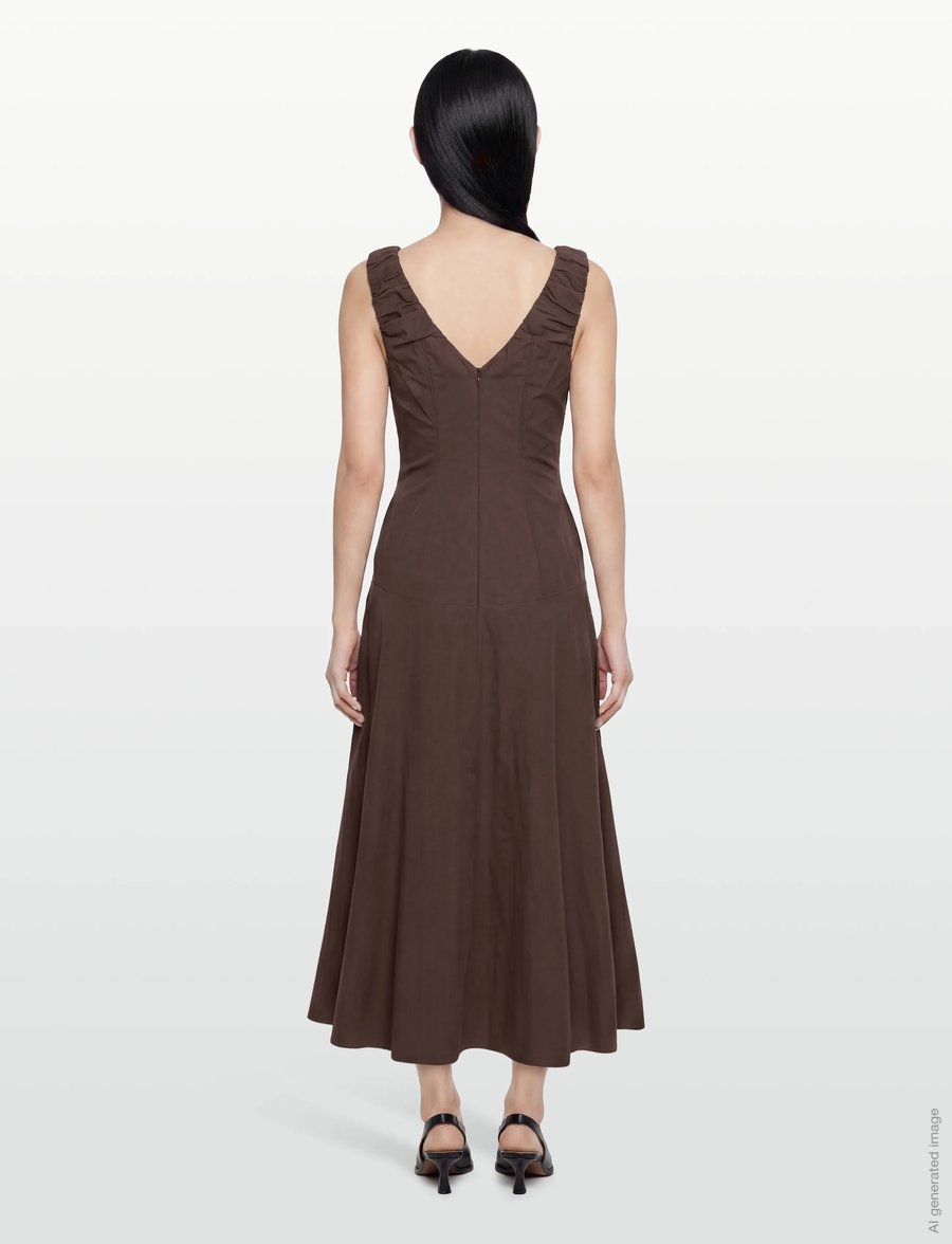 Vila - VIEMBLA S/L V-NECK MAXI DRESS RO - maxikleider - bracken - 4