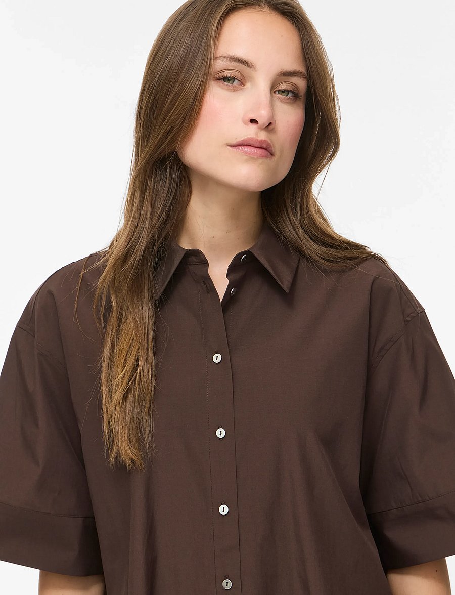 Vila - VIBELFIE 3/4 SHIRT/BFS - kortærmede skjorter - coffee bean - 5