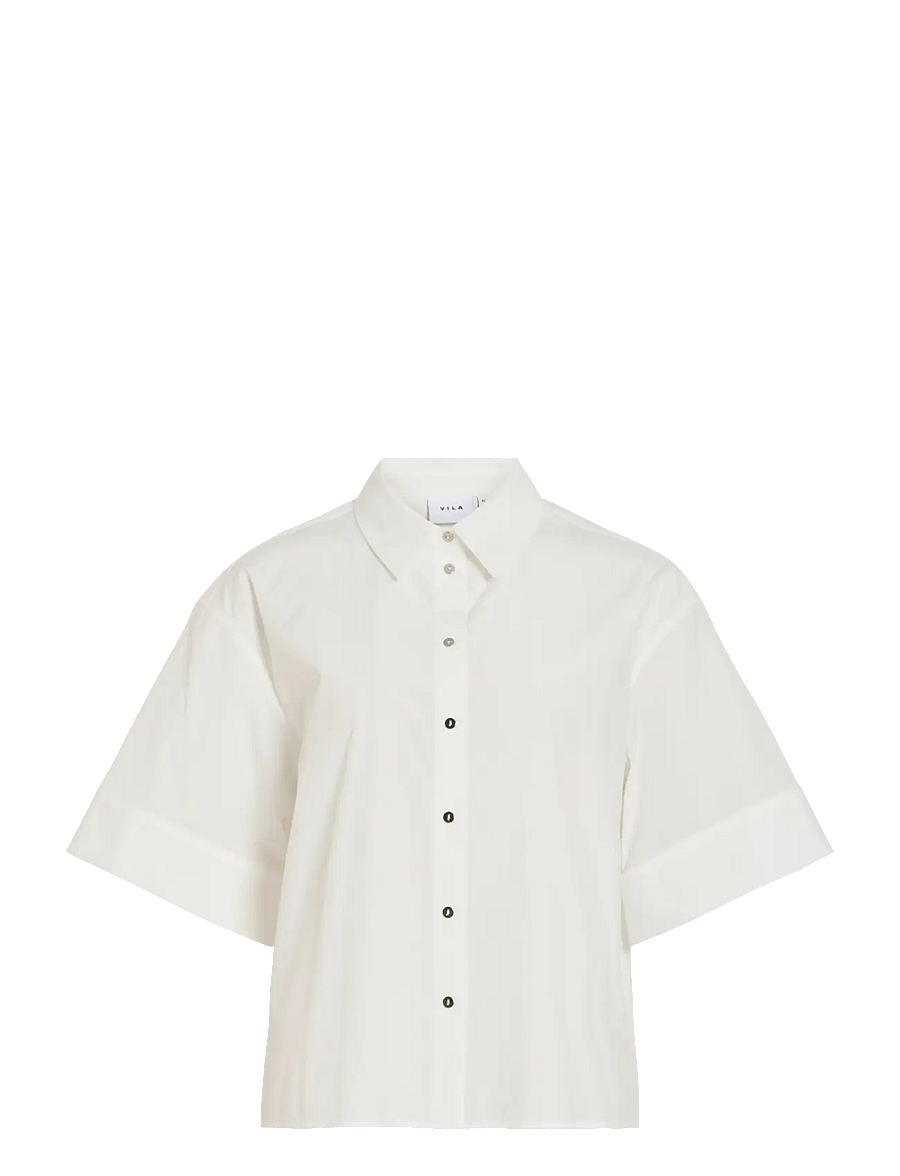 Vila - VIBELFIE 3/4 SHIRT/BFS - kurzärmlige hemden - snow white - 1