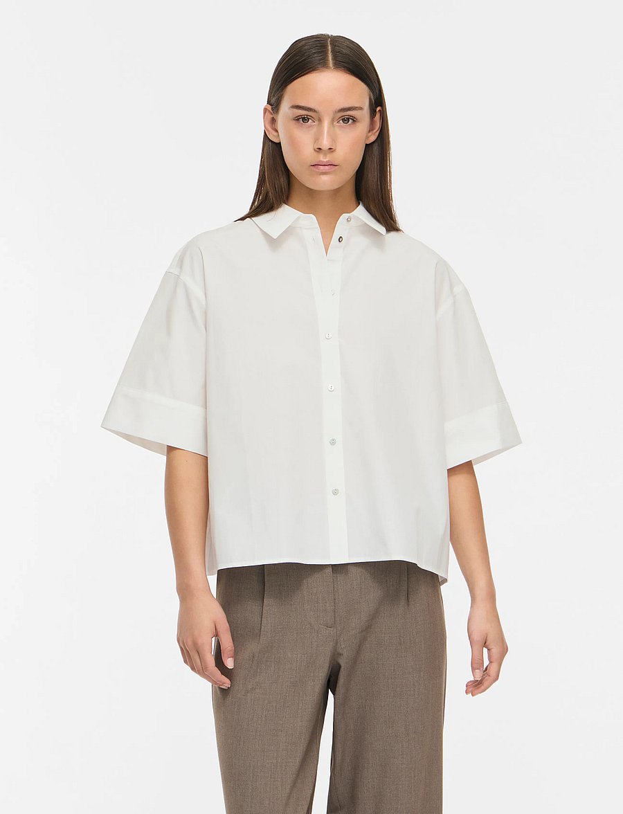 Vila - VIBELFIE 3/4 SHIRT/BFS - kurzärmlige hemden - snow white - 0