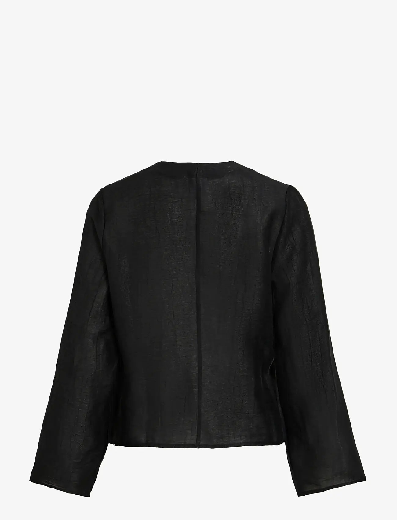 Vila - VICINA L/S V-NECK LACING TOP - long sleeved blouses - black - 2