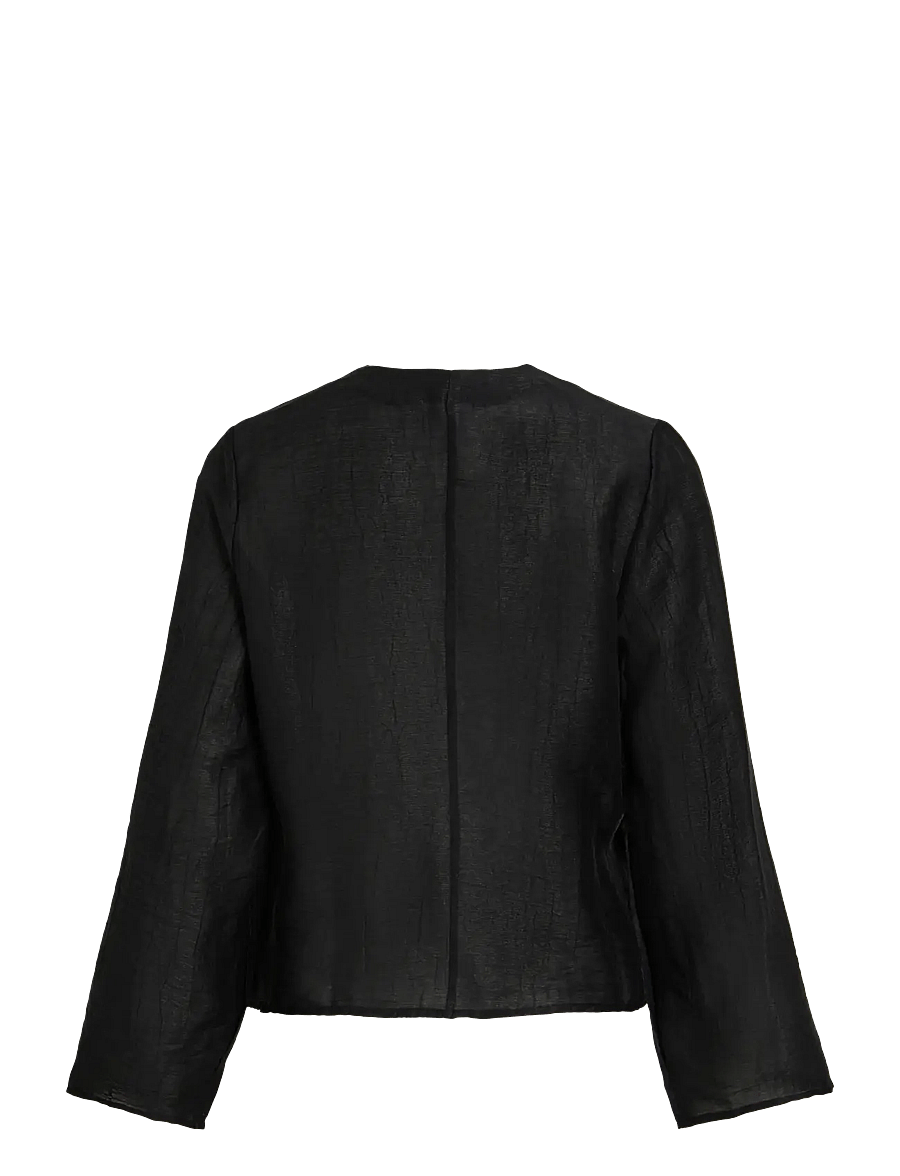 Vila - VICINA L/S V-NECK LACING TOP - langärmelige blusen - black - 2