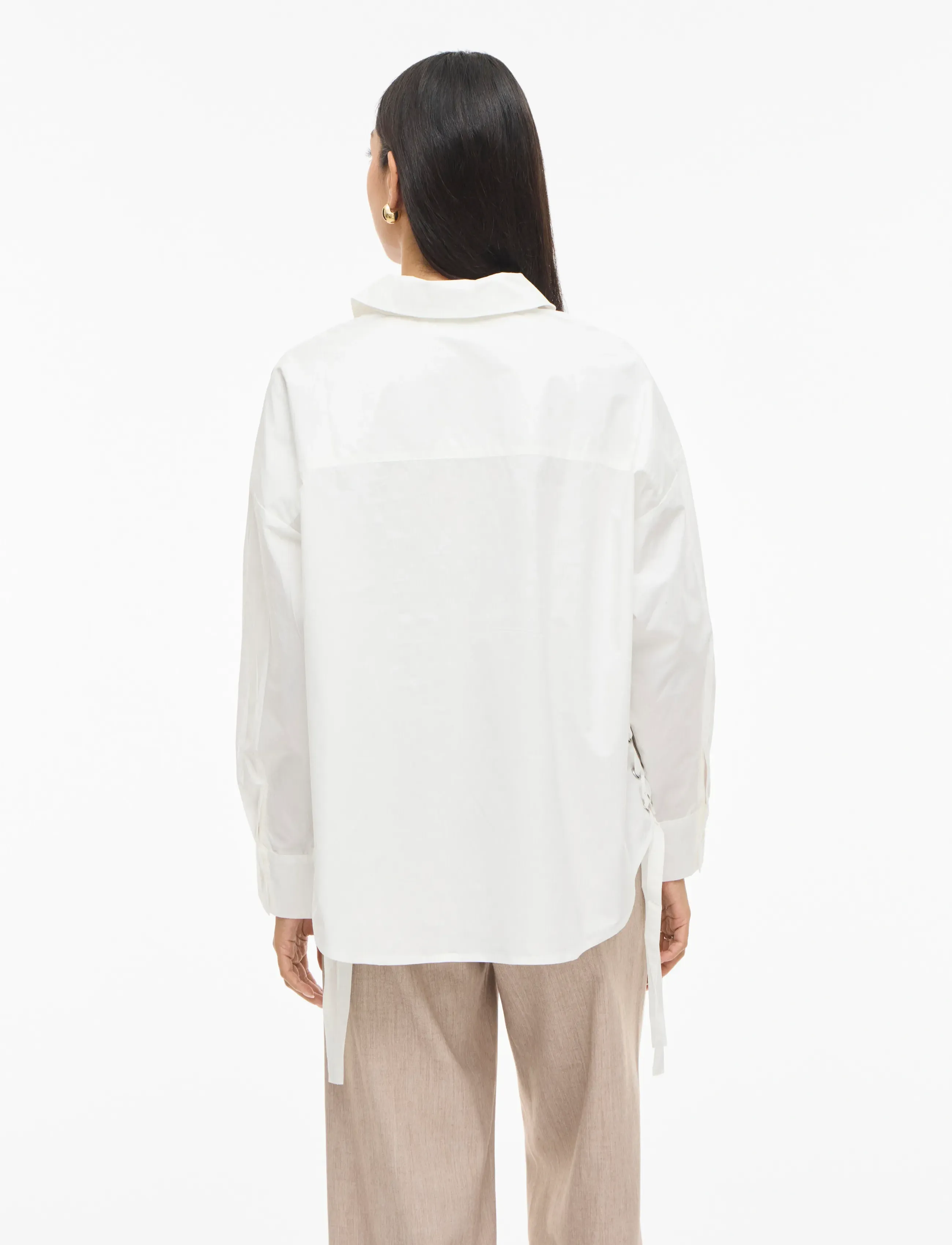 Vila - VISIJI L/S LACING SHIRT - long-sleeved shirts - cloud dancer - 3