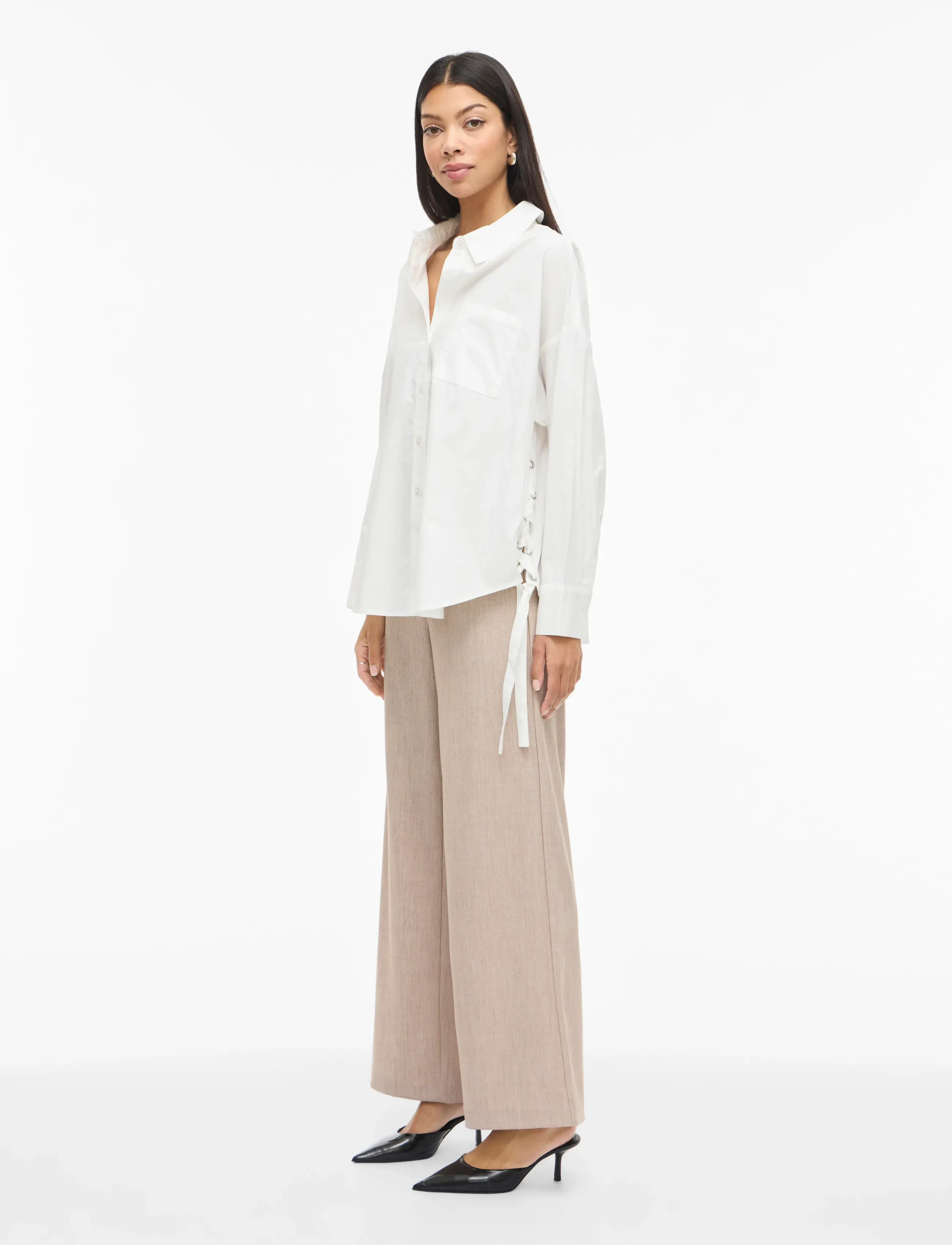 Vila - VISIJI L/S LACING SHIRT - pikkade varrukatega särgid - cloud dancer - 4