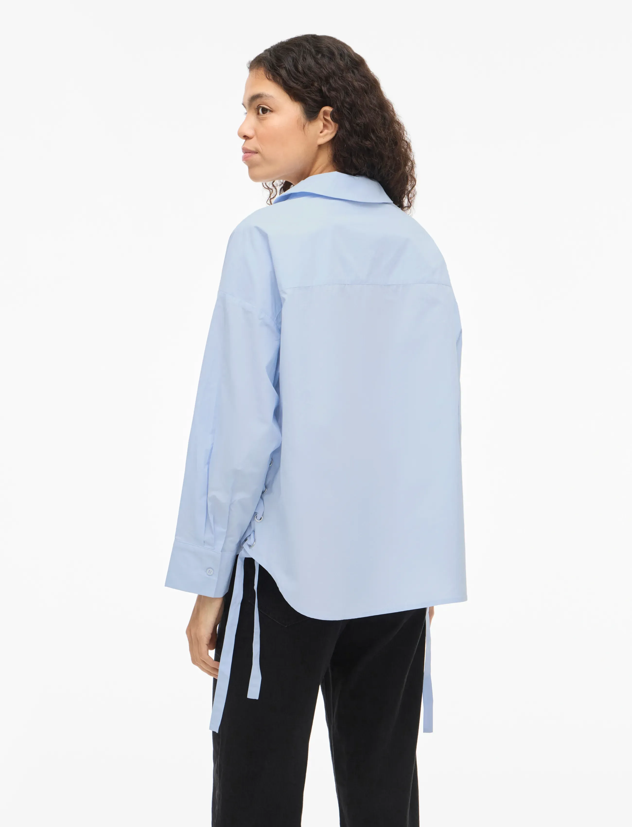 Vila - VISIJI L/S LACING SHIRT - long-sleeved shirts - nantucket breeze - 3