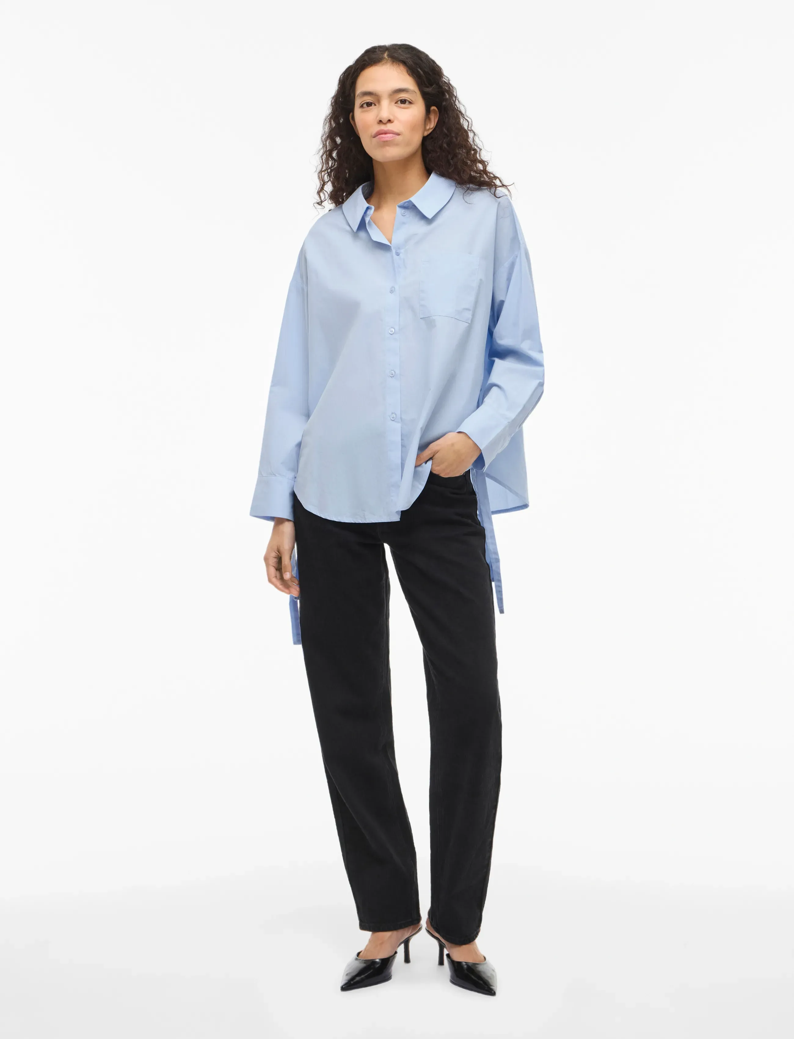 Vila - VISIJI L/S LACING SHIRT - long-sleeved shirts - nantucket breeze - 4