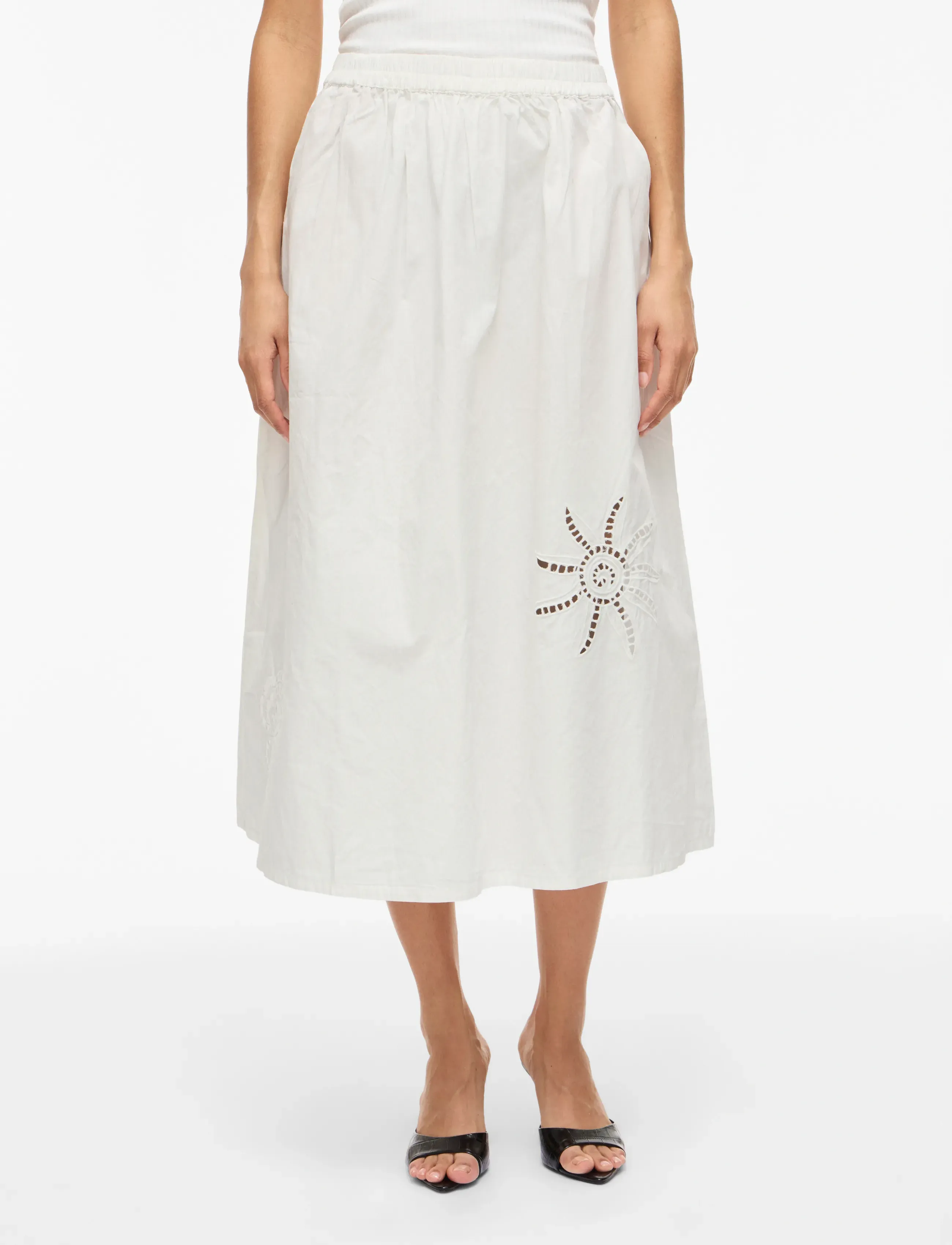 Vila VILAYKI MIDI SKIRT/BFS - Skirts - SNOW WHITE / white
