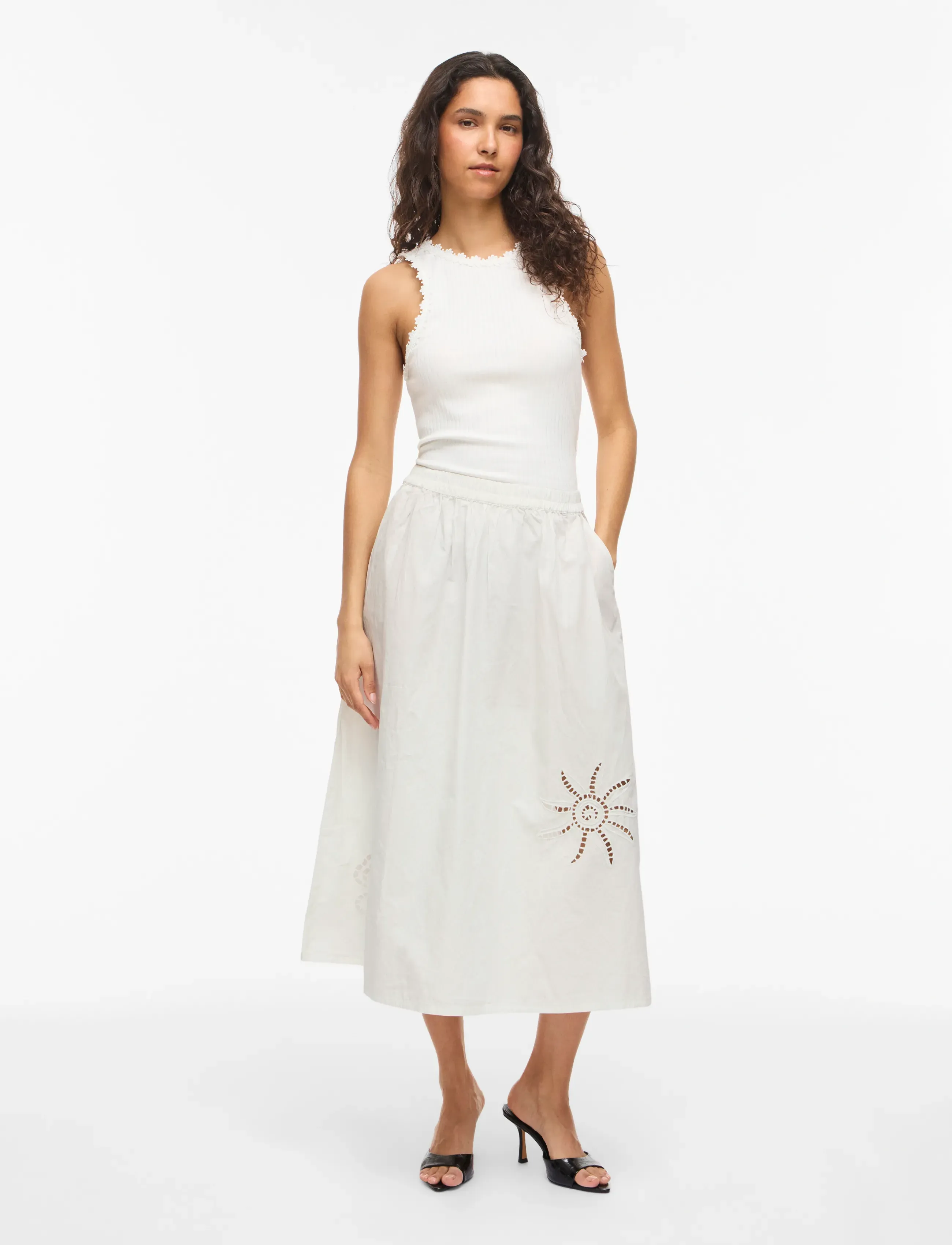 Vila - VILAYKI MIDI SKIRT/BFS - midi röcke - snow white - 4