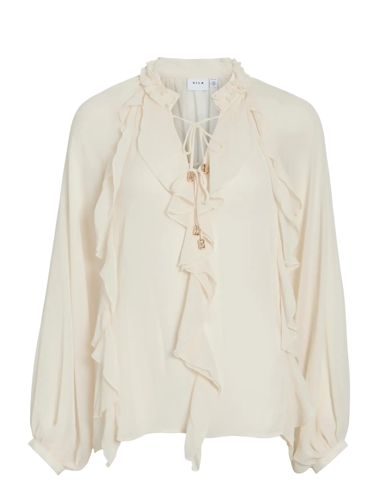 Vila - VITIRO V-NECK L/S FLOUNCE TOP/BFS - birch - 1