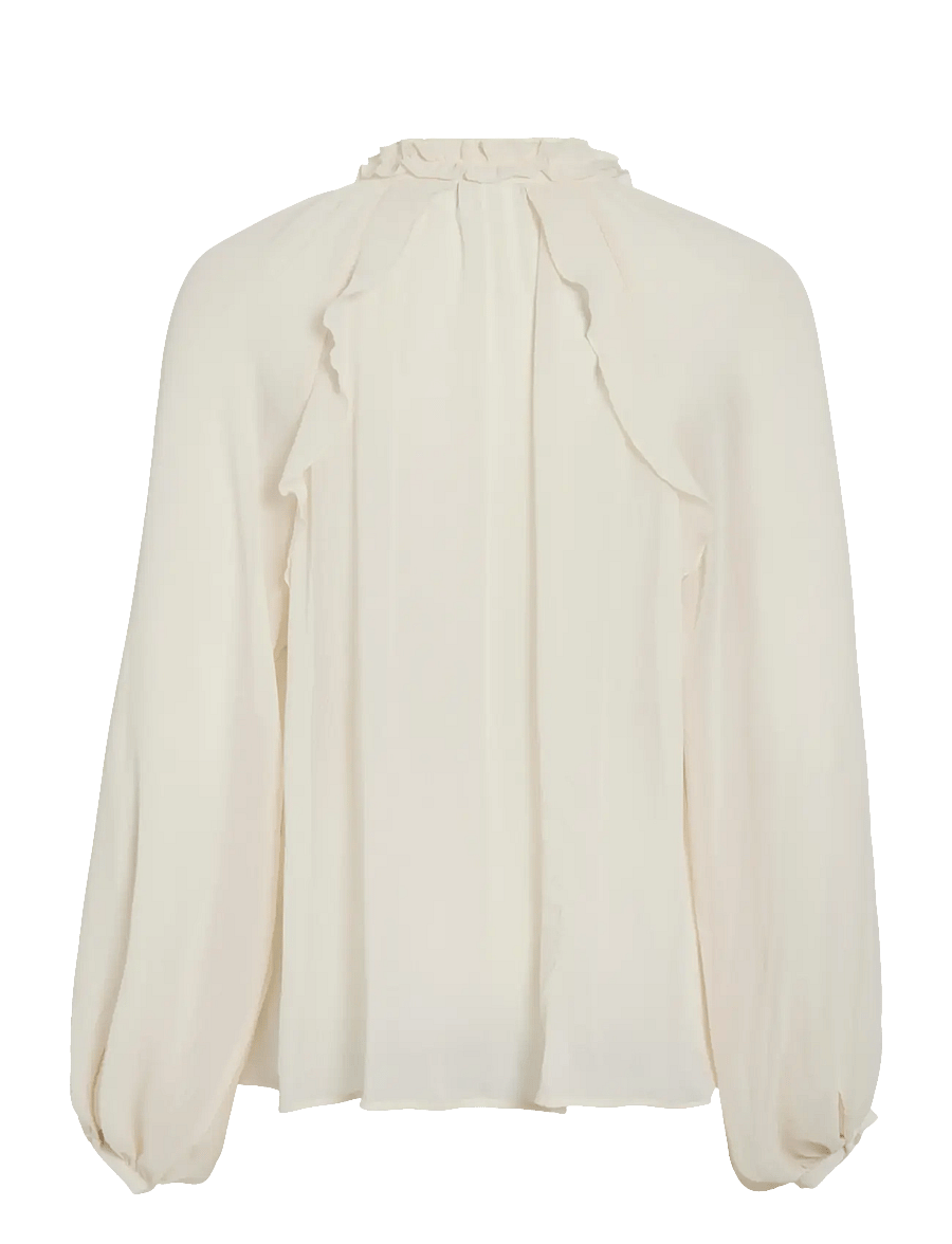 Vila - VITIRO V-NECK L/S FLOUNCE TOP/BFS - birch - 2