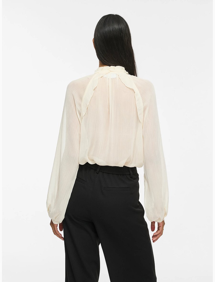 Vila - VITIRO V-NECK L/S FLOUNCE TOP/BFS - birch - 3