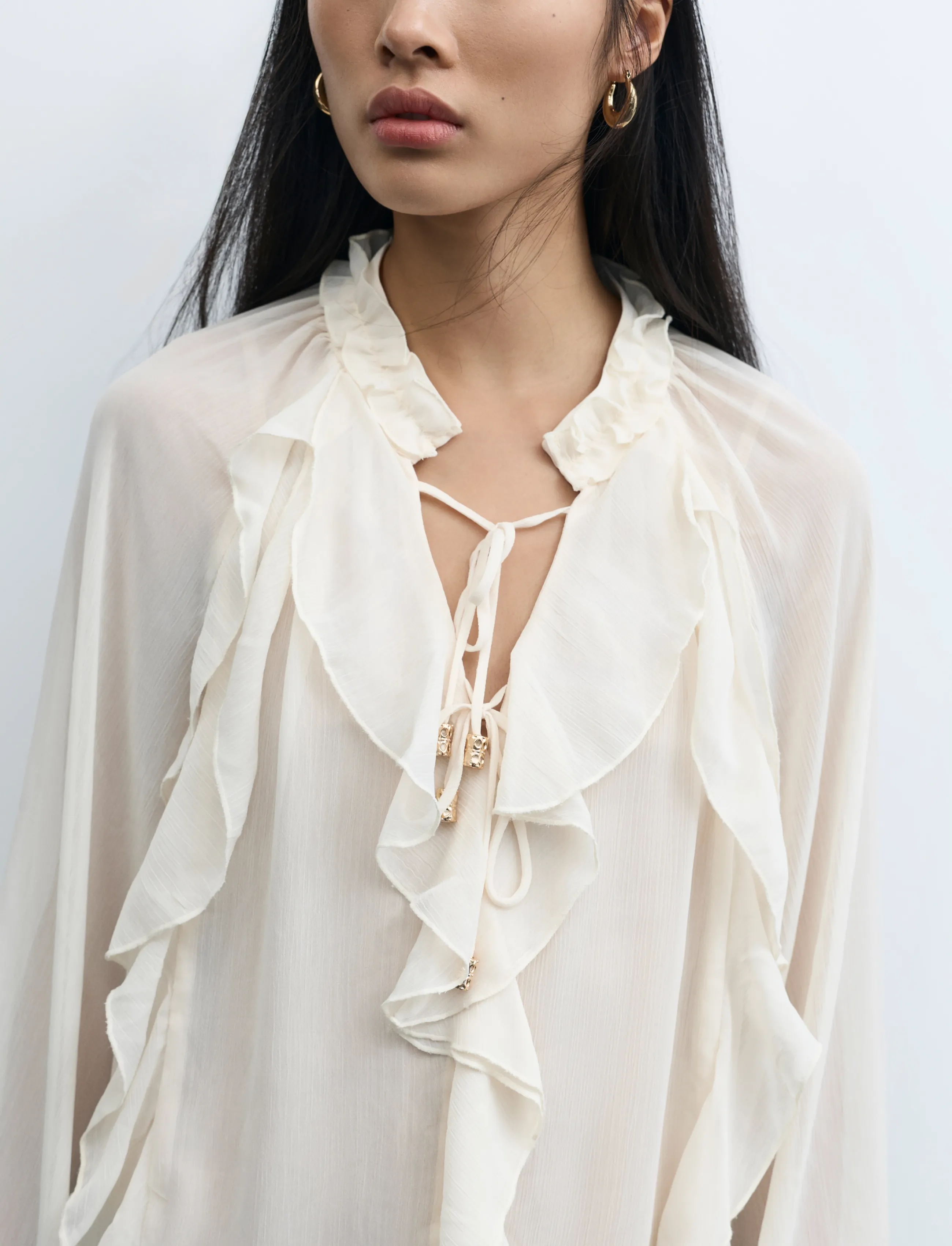 VILA Vitiro V-Neck L/S Flounce Top/Bfs blusar dam – bild 5