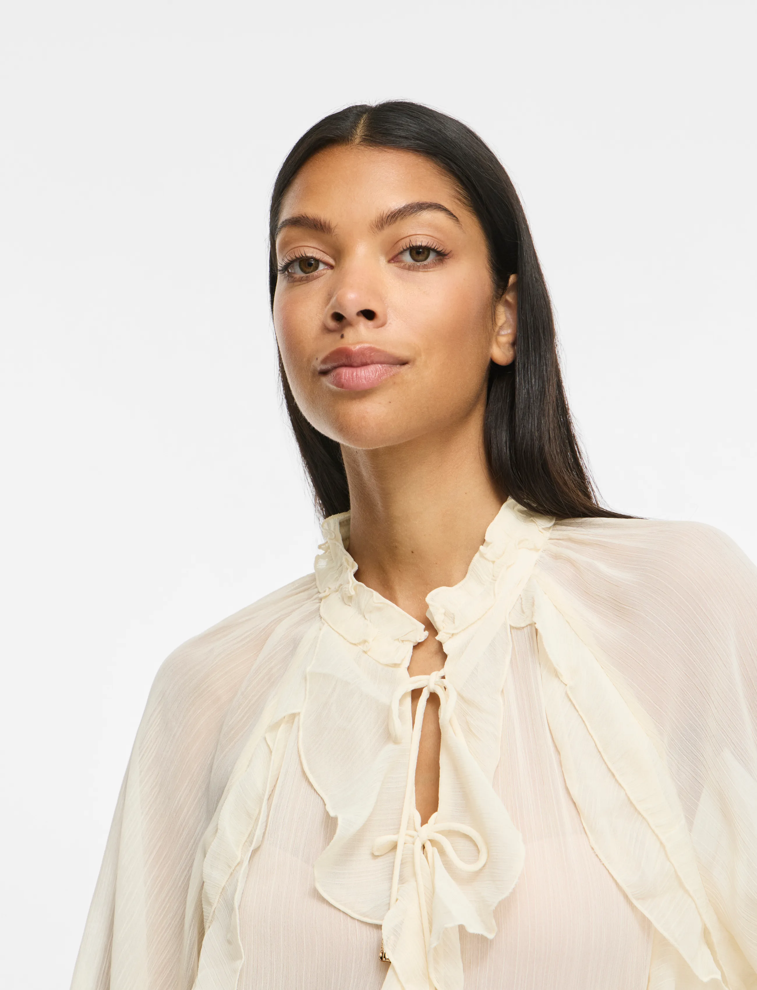 VILA Vitiro V-Neck L/S Flounce Top/Bfs blusar dam – bild 6