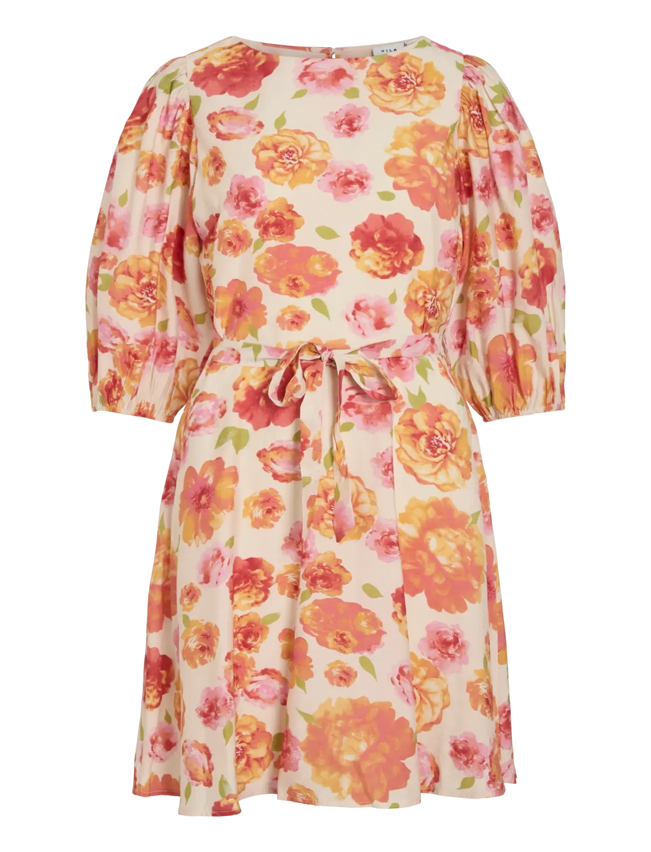 Vila VIALINIA SOL 3/4 O-NECK SHORT DRESS/LN - Konfirmationstøj - SNOW WHITE / cream