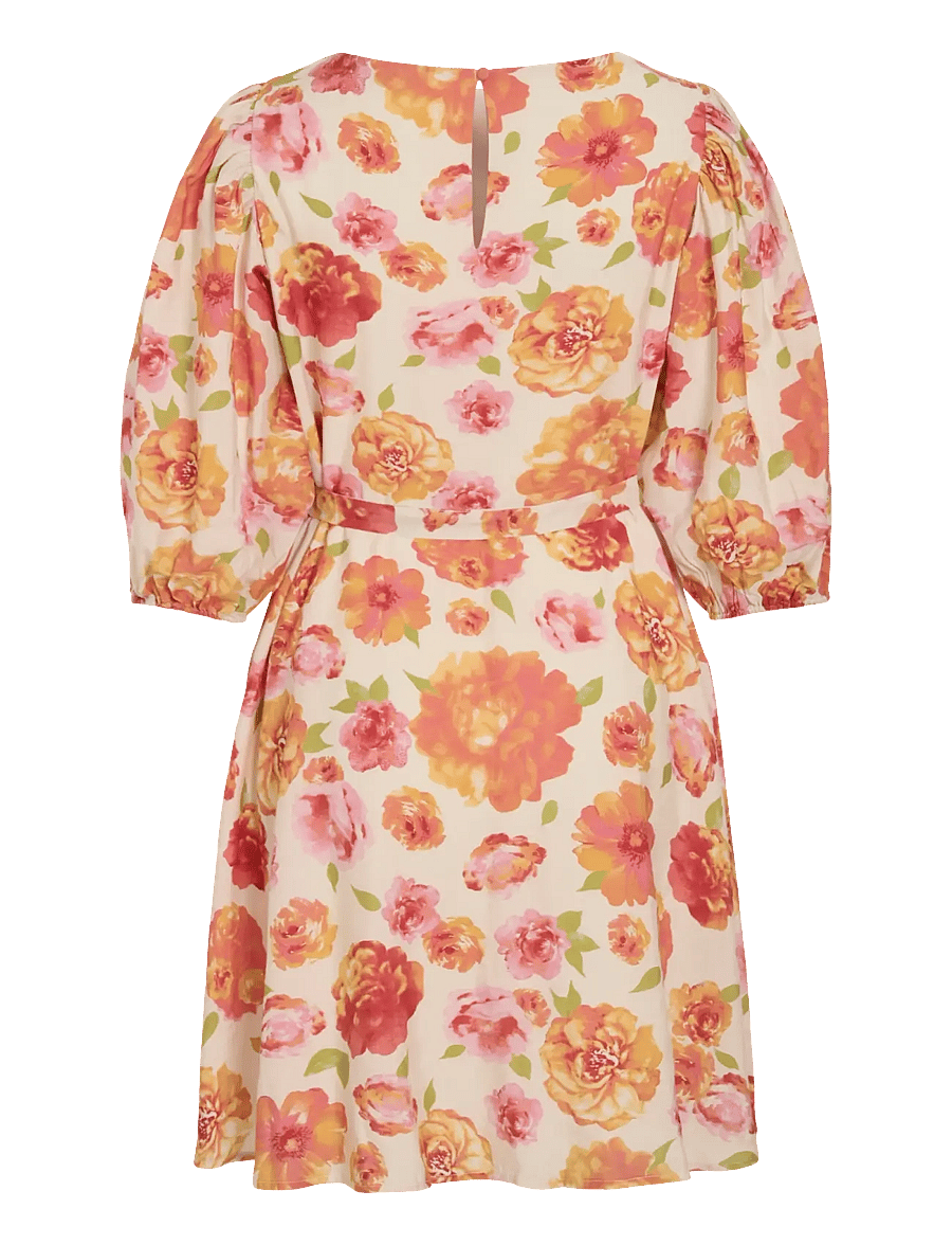 Vila - VIALINIA SOL 3/4 O-NECK SHORT DRESS/LN - konfirmation - snow white - 1