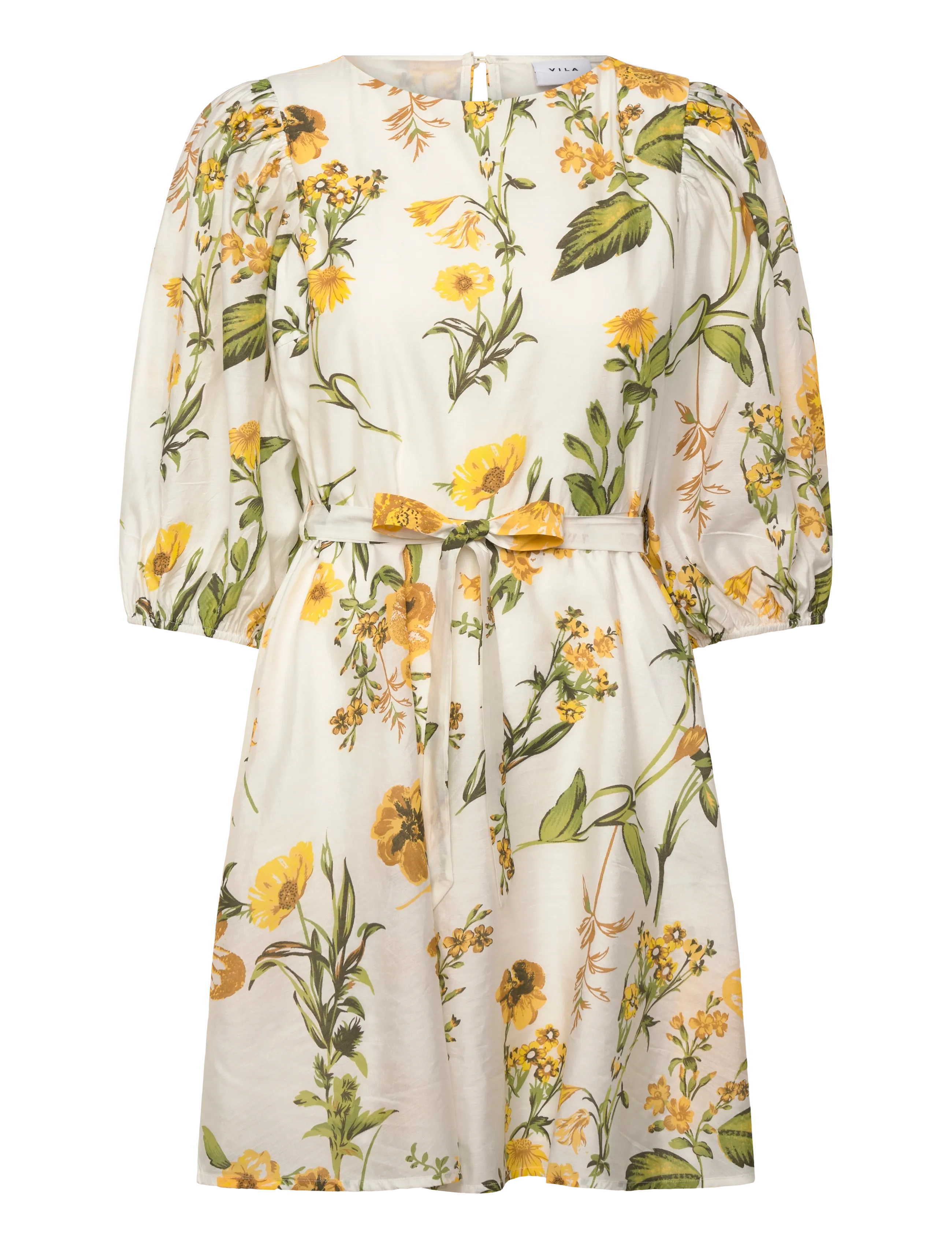 Vila VIALINIA SOL 3/4 O-NECK SHORT DRESS/LN - Riided - SNOW WHITE / white