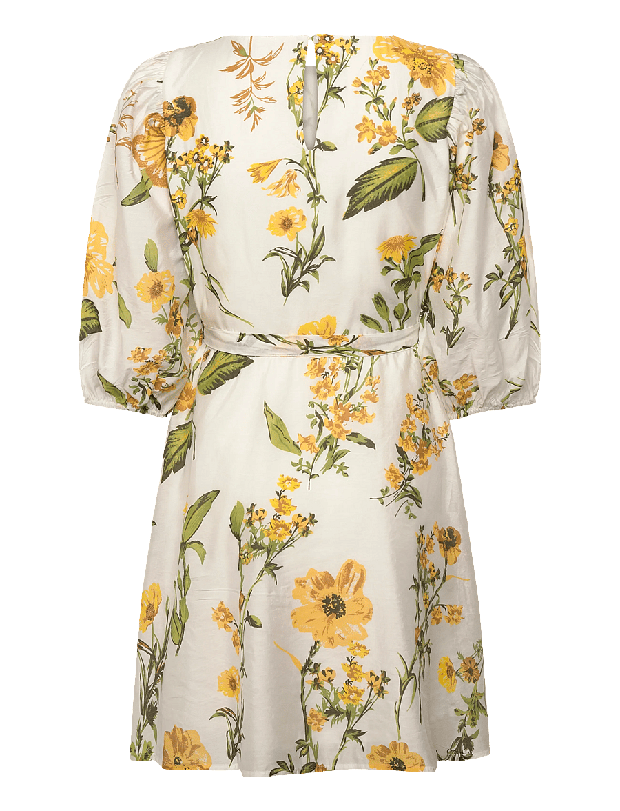 Vila - VIALINIA SOL 3/4 O-NECK SHORT DRESS/LN - konfirmation - snow white - 1