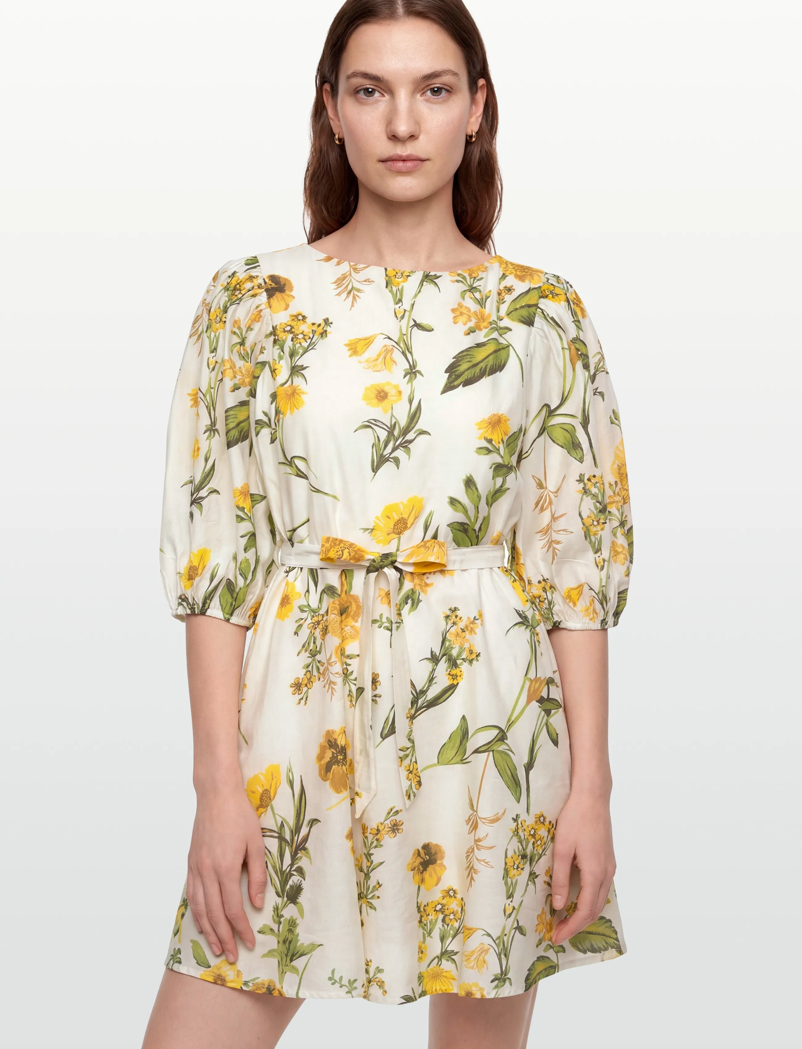 Vila - VIALINIA SOL 3/4 O-NECK SHORT DRESS/LN - konfirmation - snow white - 3