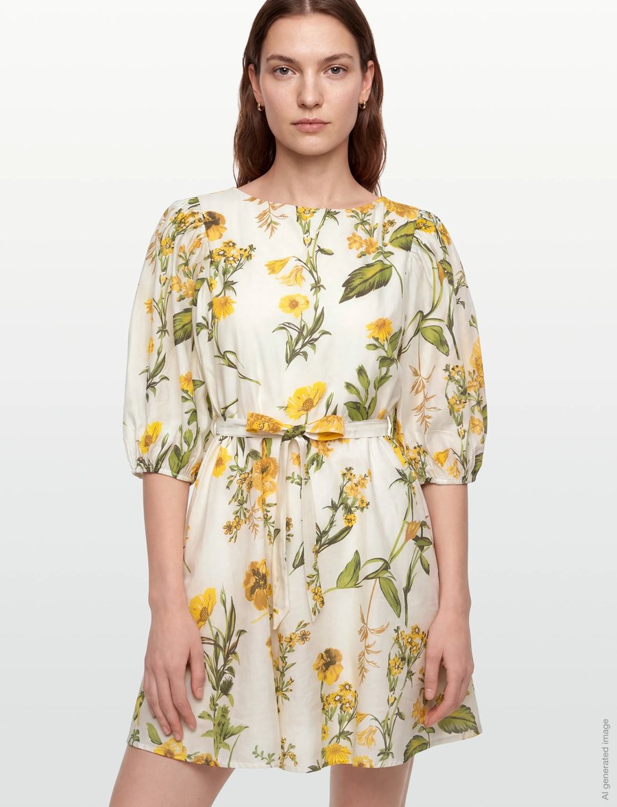 Vila - VIALINIA SOL 3/4 O-NECK SHORT DRESS/LN - konfirmation - snow white - 3