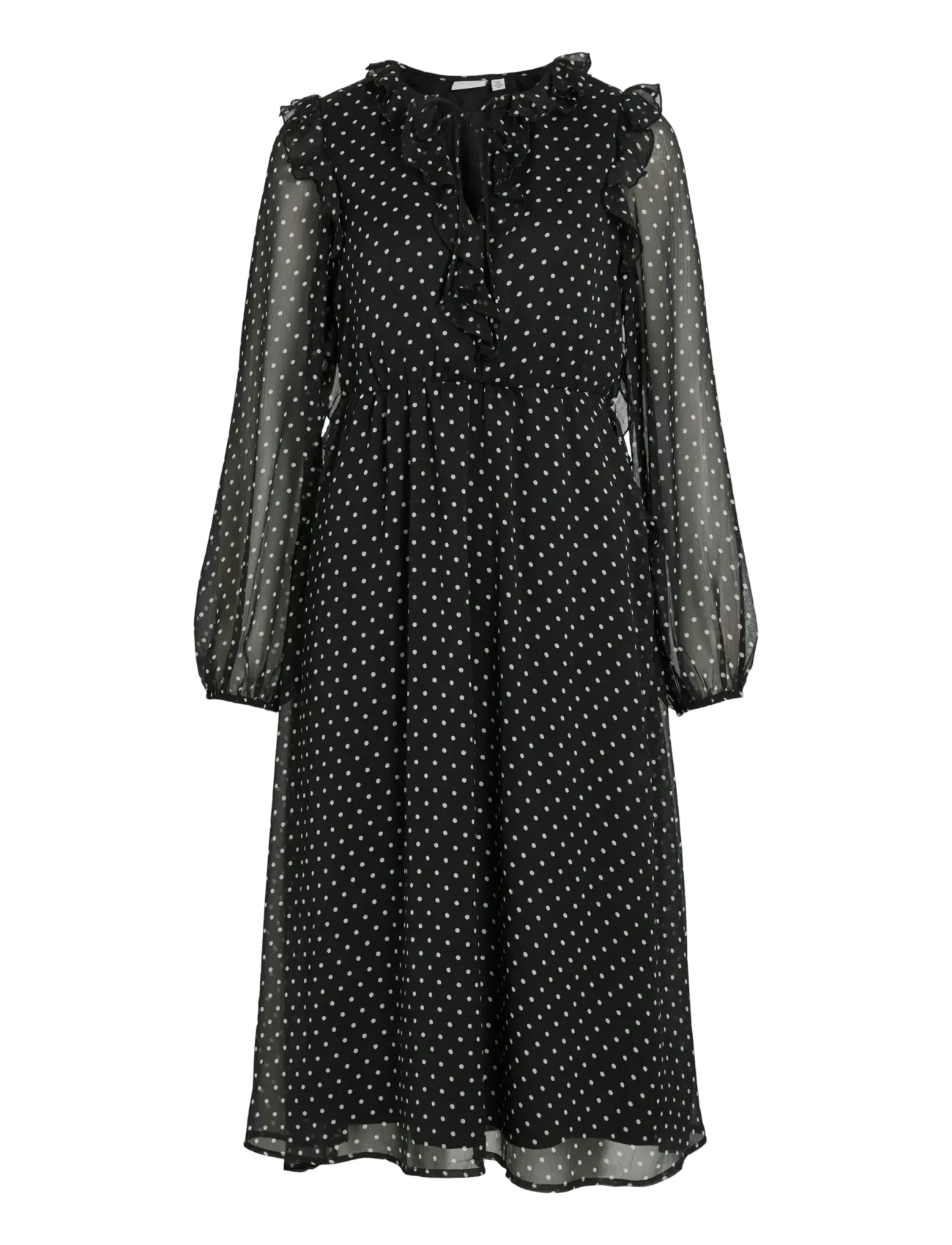 VILA Viharley L/S Midi Kleid Schwarz - 38 - Damen