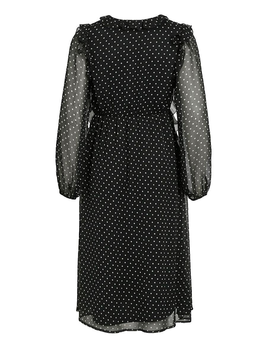 Vila - VIHARLEY L/S MIDI DRESS - midiklänningar - black - 2