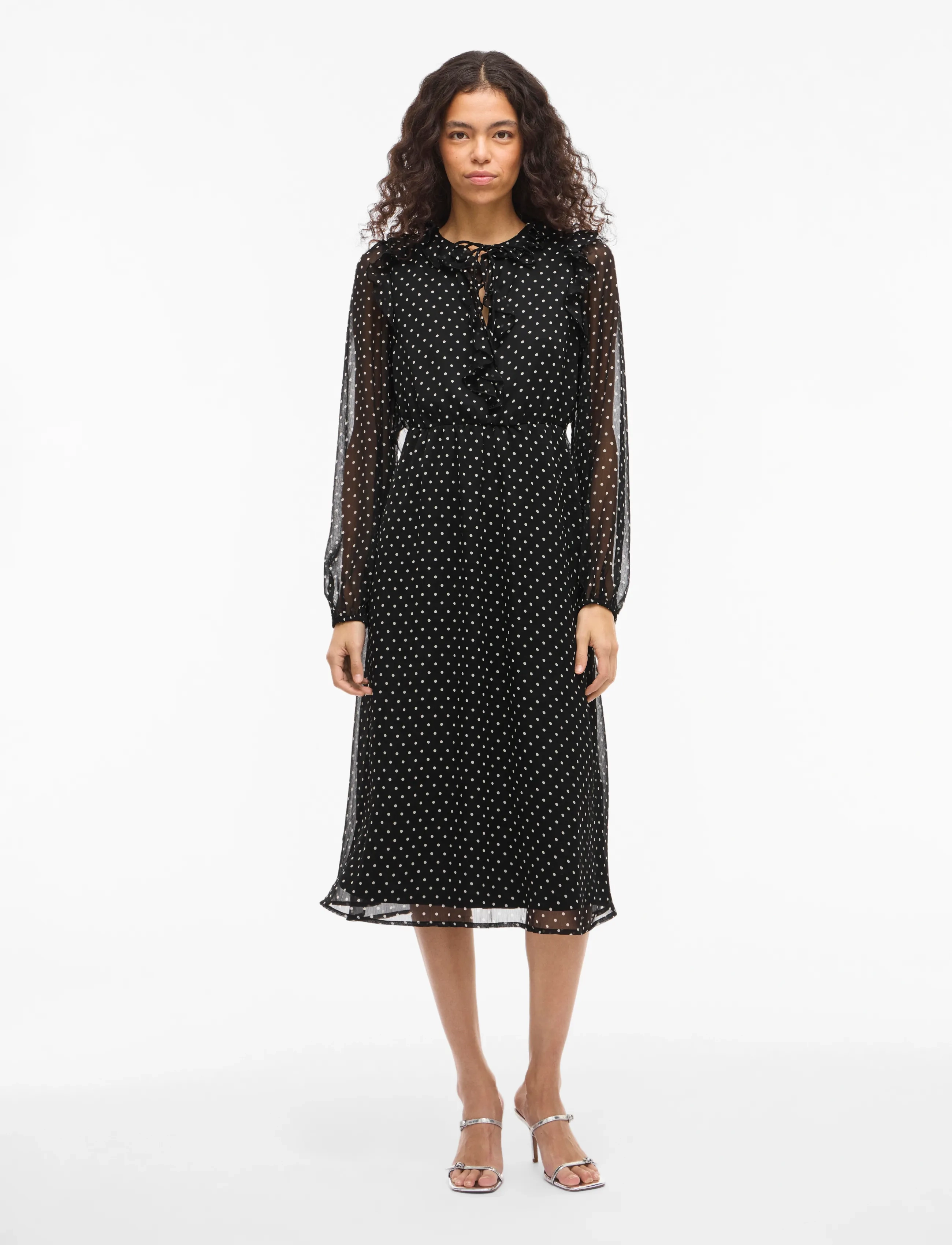 Vila VIHARLEY L/S MIDI DRESS - Midikleider - BLACK / black