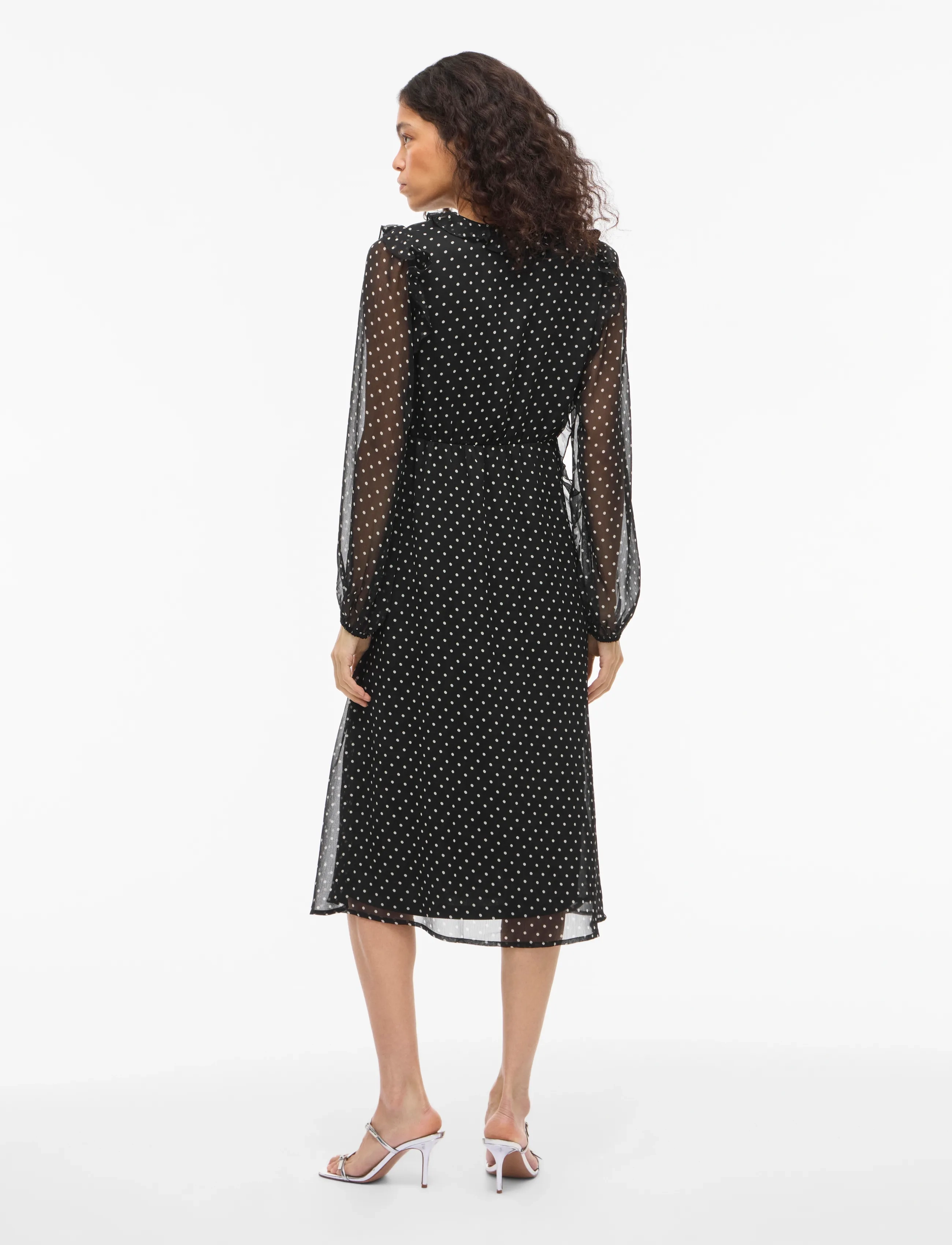 Vila - VIHARLEY L/S MIDI DRESS - midiklänningar - black - 3