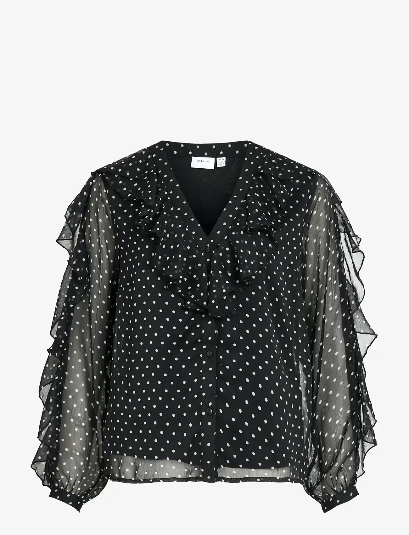 Vila - VIHARLEY L/S TOP - pikkade varrukatega pluusid - black - 1