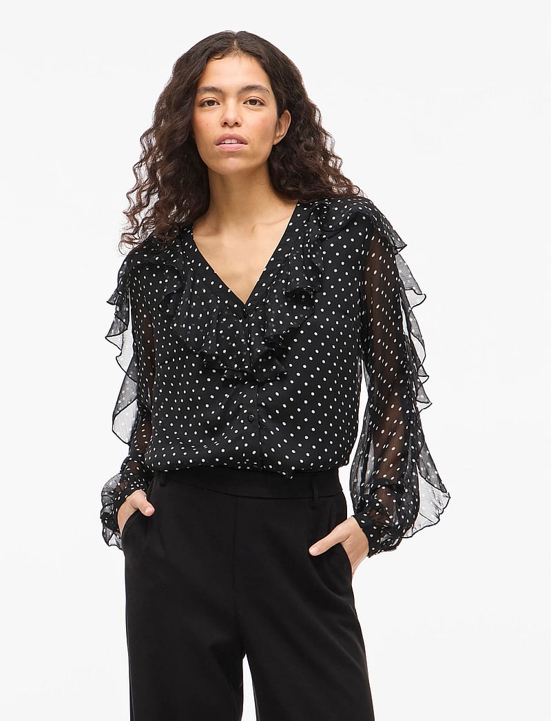 Vila - VIHARLEY L/S TOP - langärmlige blusen - black - 0
