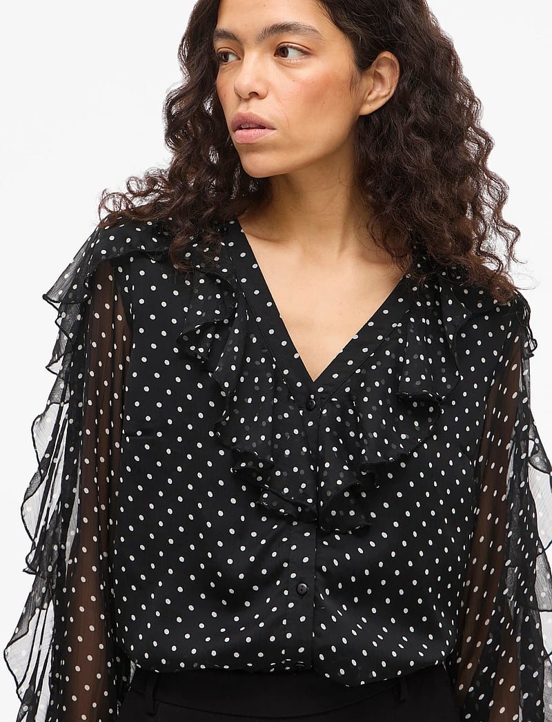 Vila - VIHARLEY L/S TOP - langärmlige blusen - black - 5