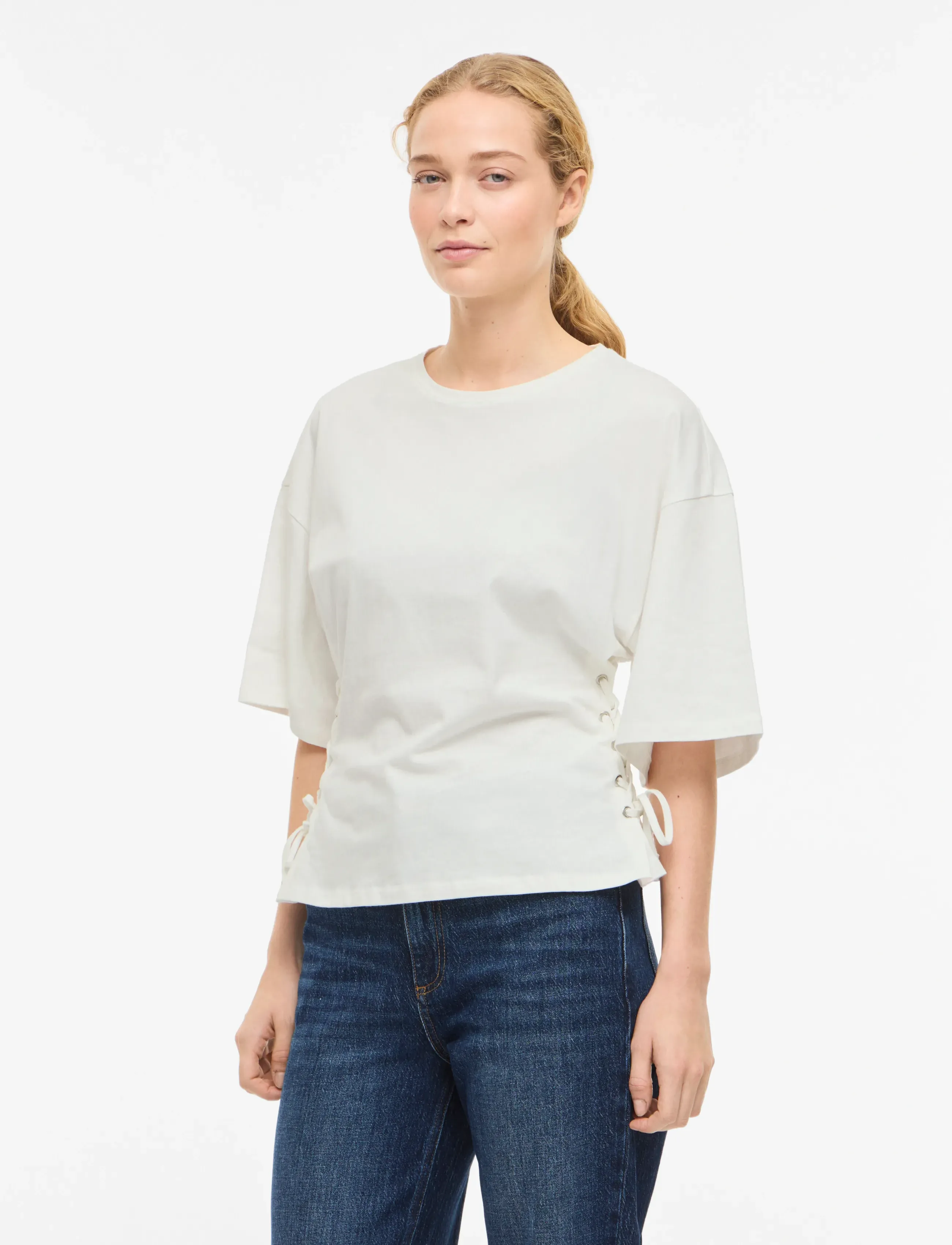 Vila VIEPIMA S/S TOP - T-shirts - CLOUD DANCER / cream
