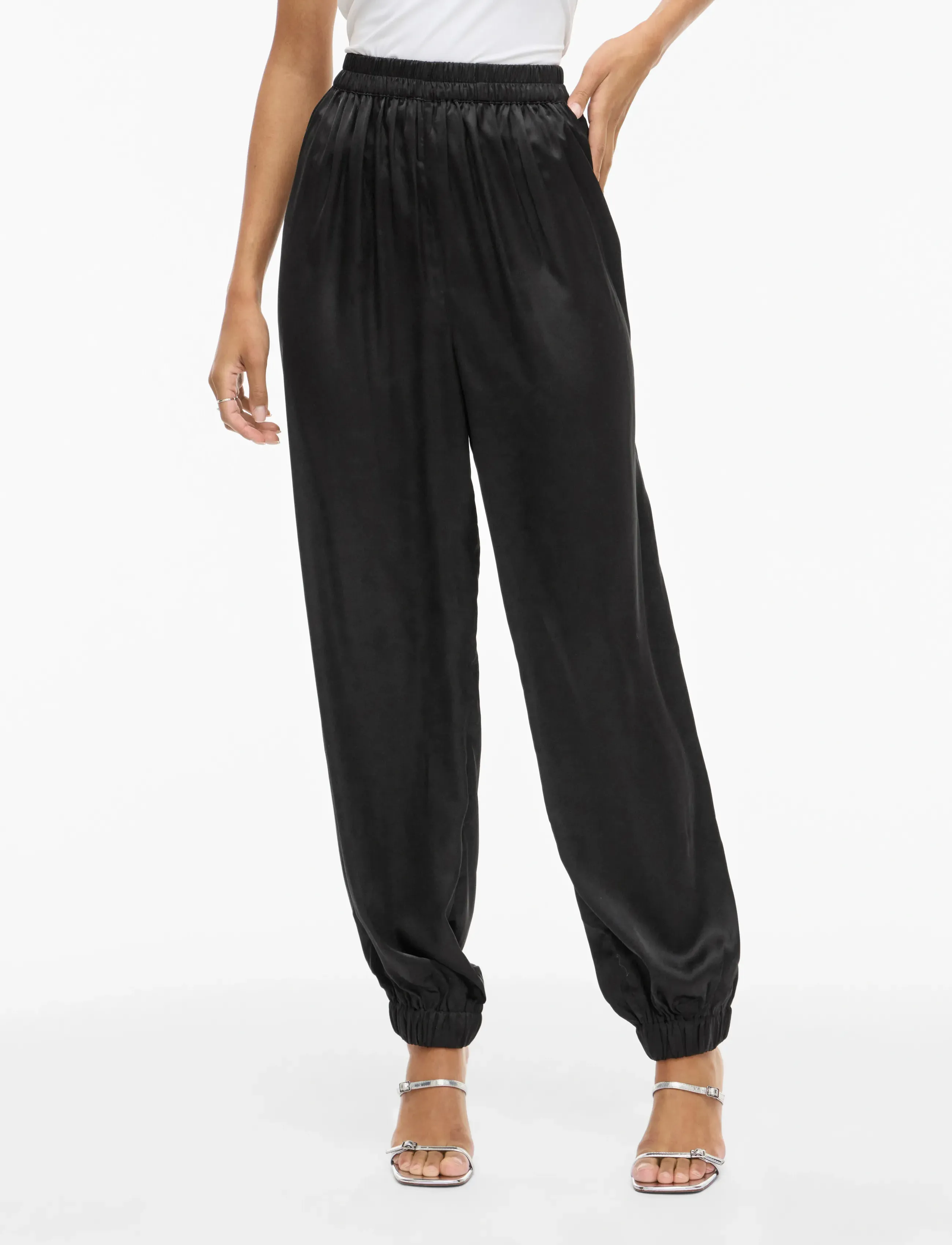Vila VINELA LOOSE PANTS - Bukser med brede ben - BLACK / black
