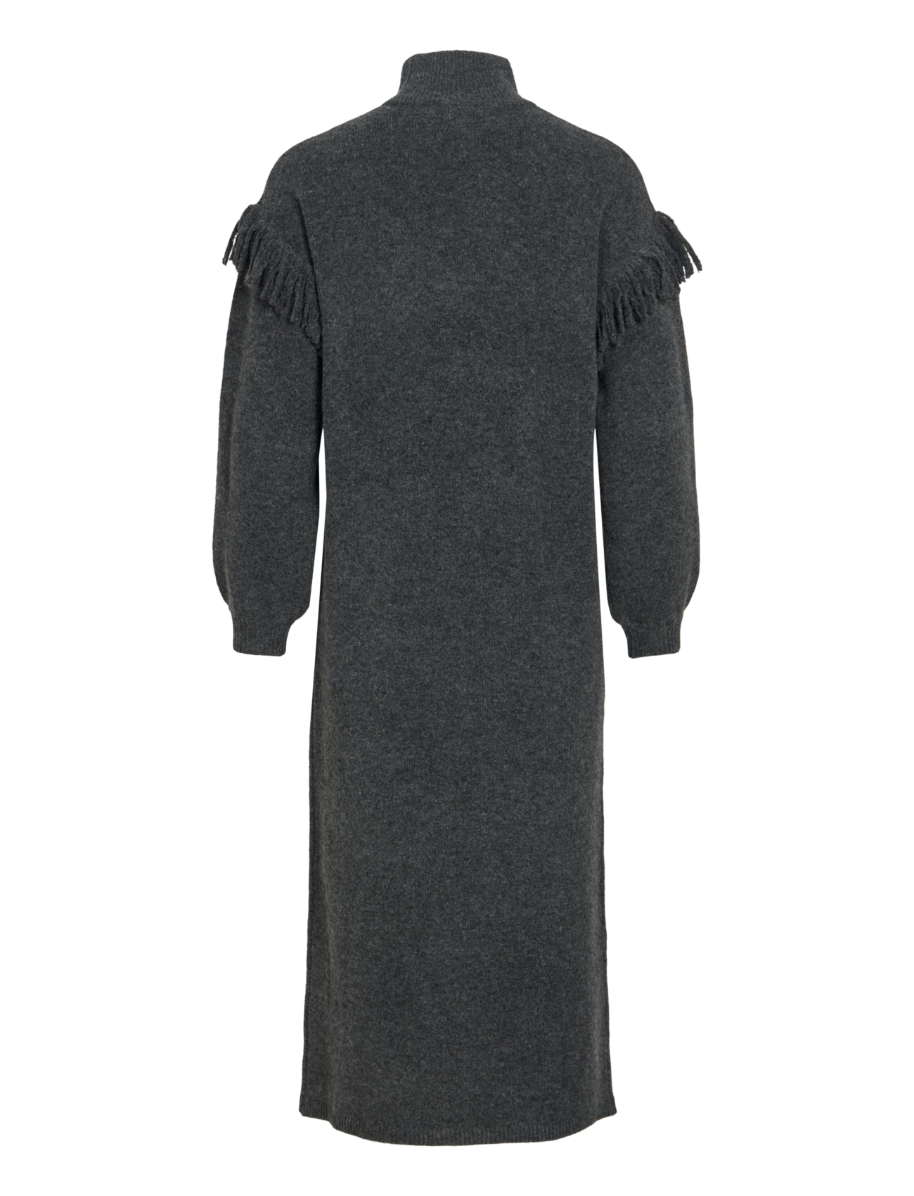 Vila - VIADELI HIGHNECK L/S DETAIL KNIT DRESS - strickkleider - dark grey melange - 2