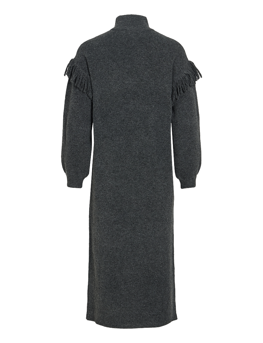 Vila - VIADELI HIGHNECK L/S DETAIL KNIT DRESS - strickkleider - dark grey melange - 2