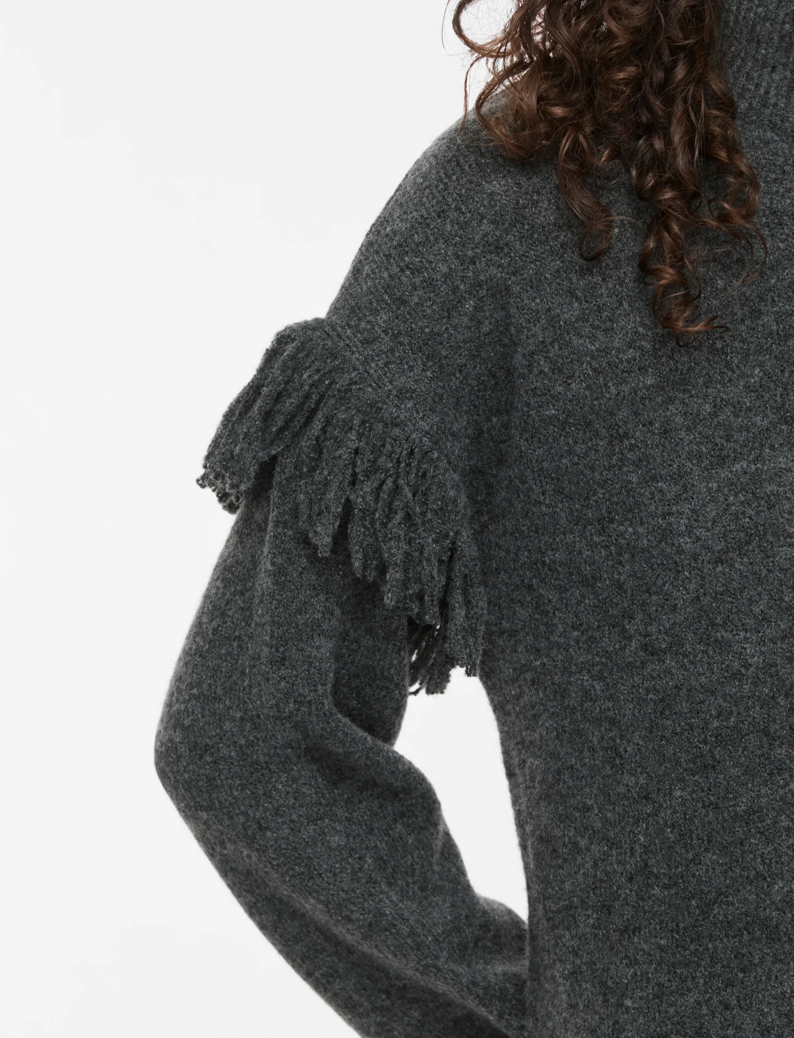 Vila - VIADELI HIGHNECK L/S DETAIL KNIT DRESS - dark grey melange - 5